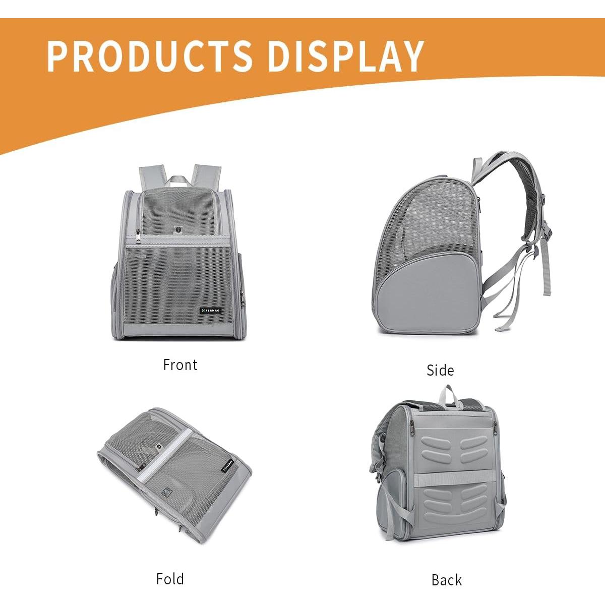 Mochila Transportadora para Gatos FERMAO Gris 6.8 kg