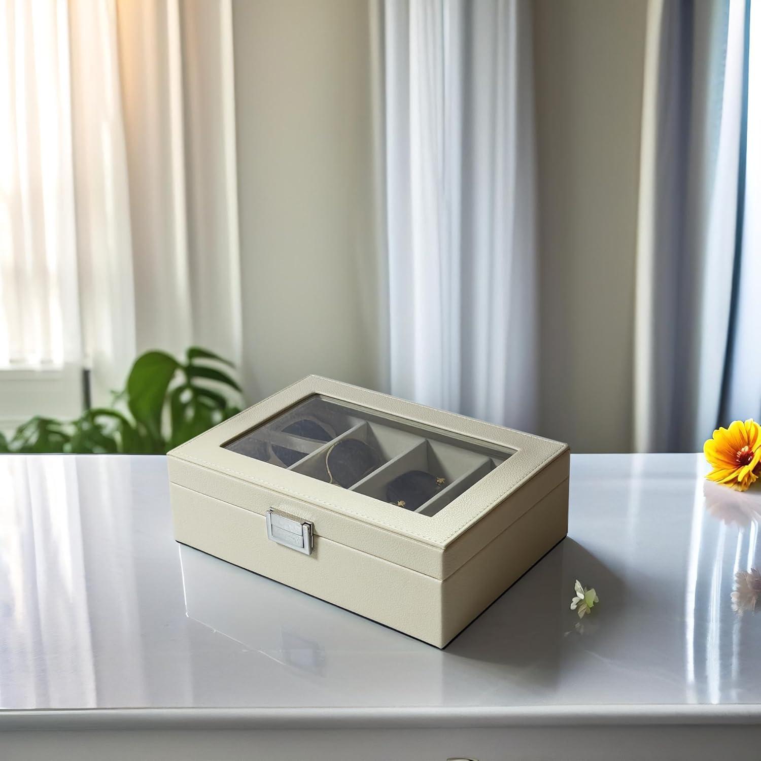 Organizador de Gafas de Sol Beige Lychee 4 Ranuras