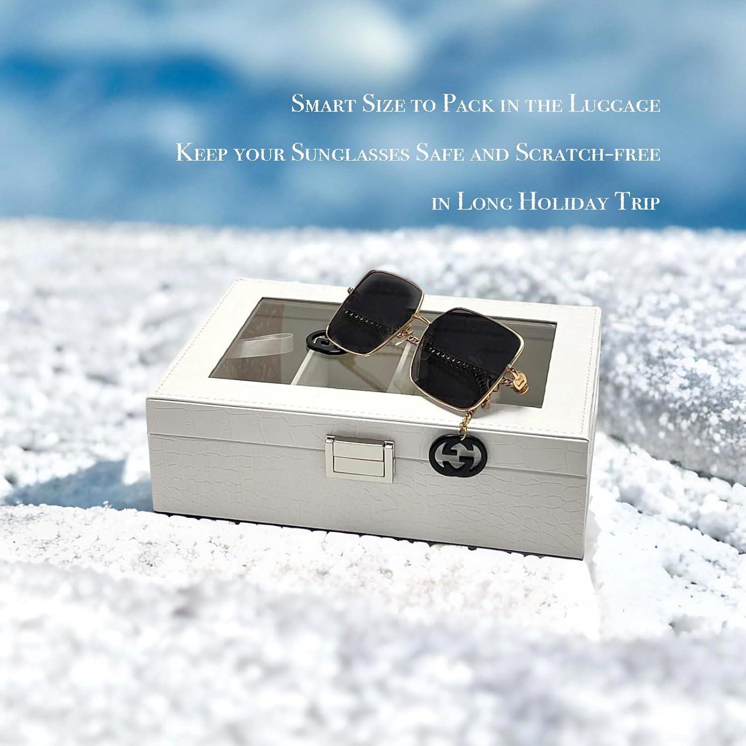 Organizador de Gafas de Sol Union Croco Blanco 4 Ranuras