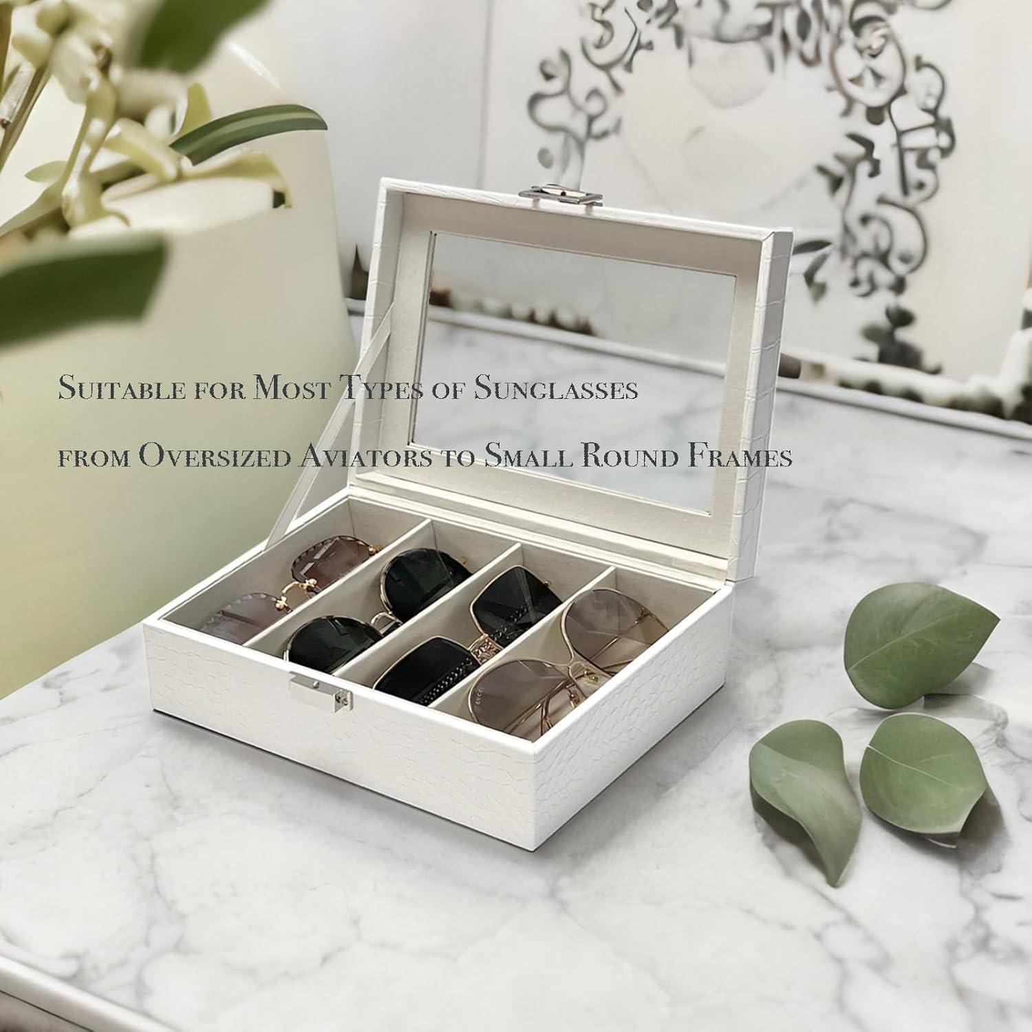 Organizador de Gafas de Sol Union Croco Blanco 4 Ranuras