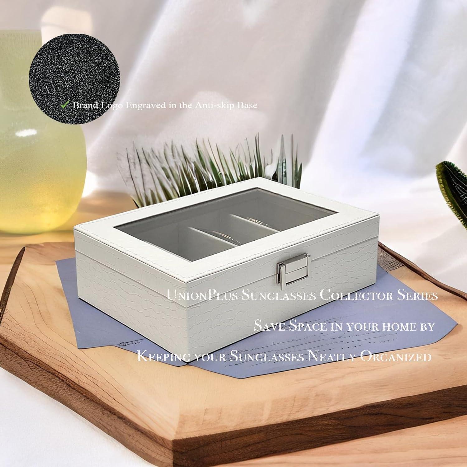 Organizador de Gafas de Sol Union Croco Blanco 4 Ranuras