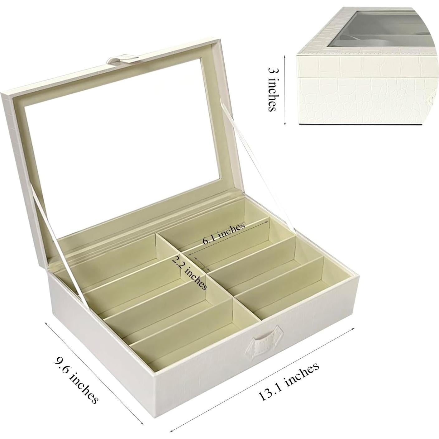 Organizador de Gafas de Sol Croco Blanco 8 Ranuras