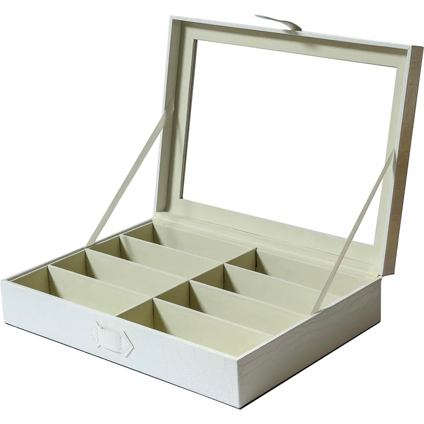 Organizador de Gafas de Sol Croco Blanco 8 Ranuras