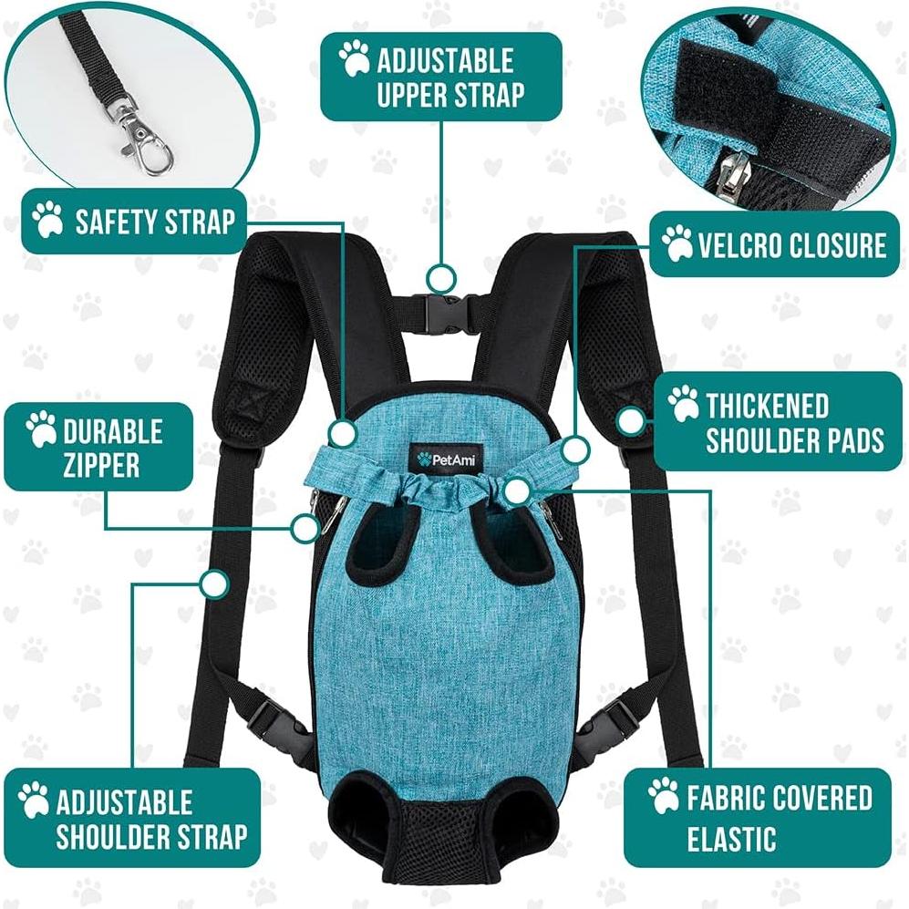 Mochila Transportadora PetAmi Pequeña Azul Marino 2,27-4,08 kg