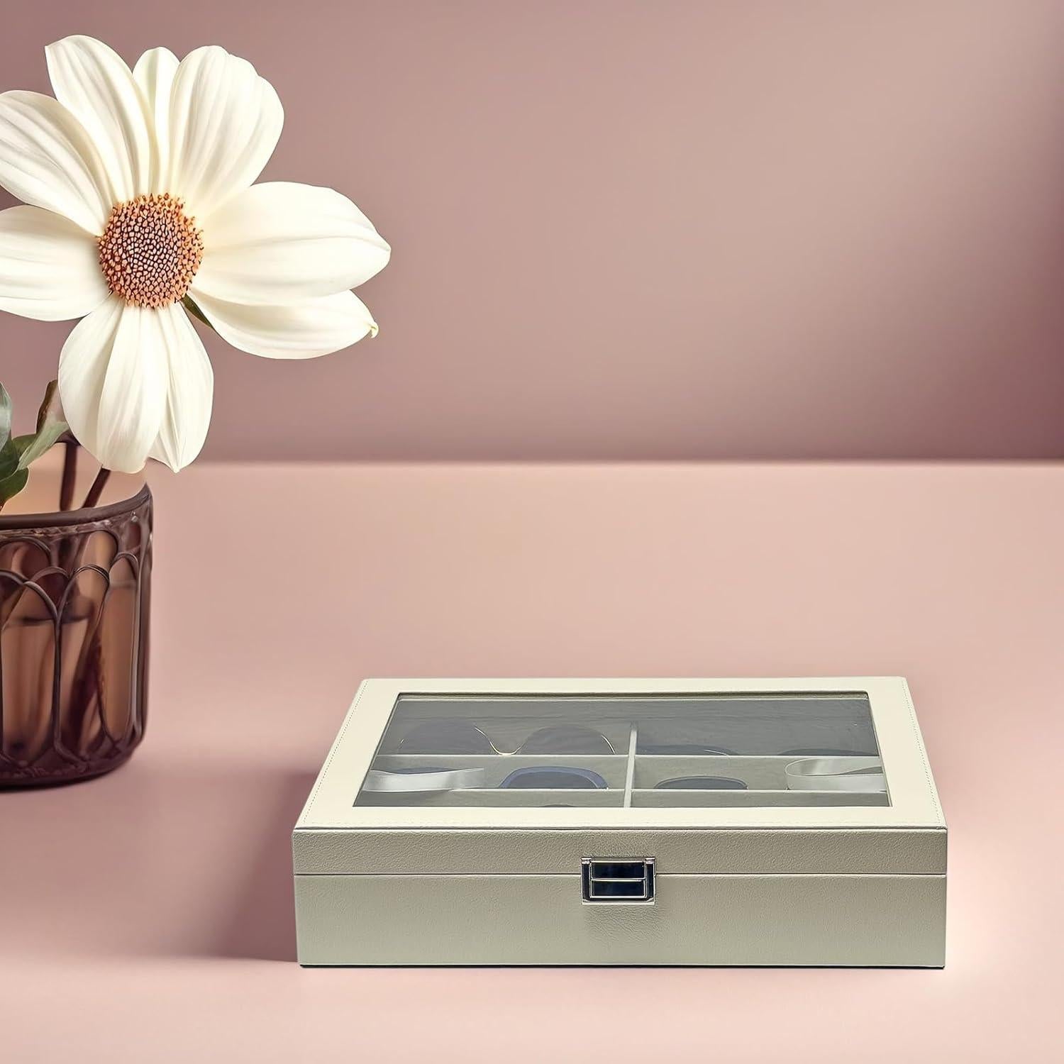 Organizador de Gafas de Sol 8 Ranuras Beige Lychee