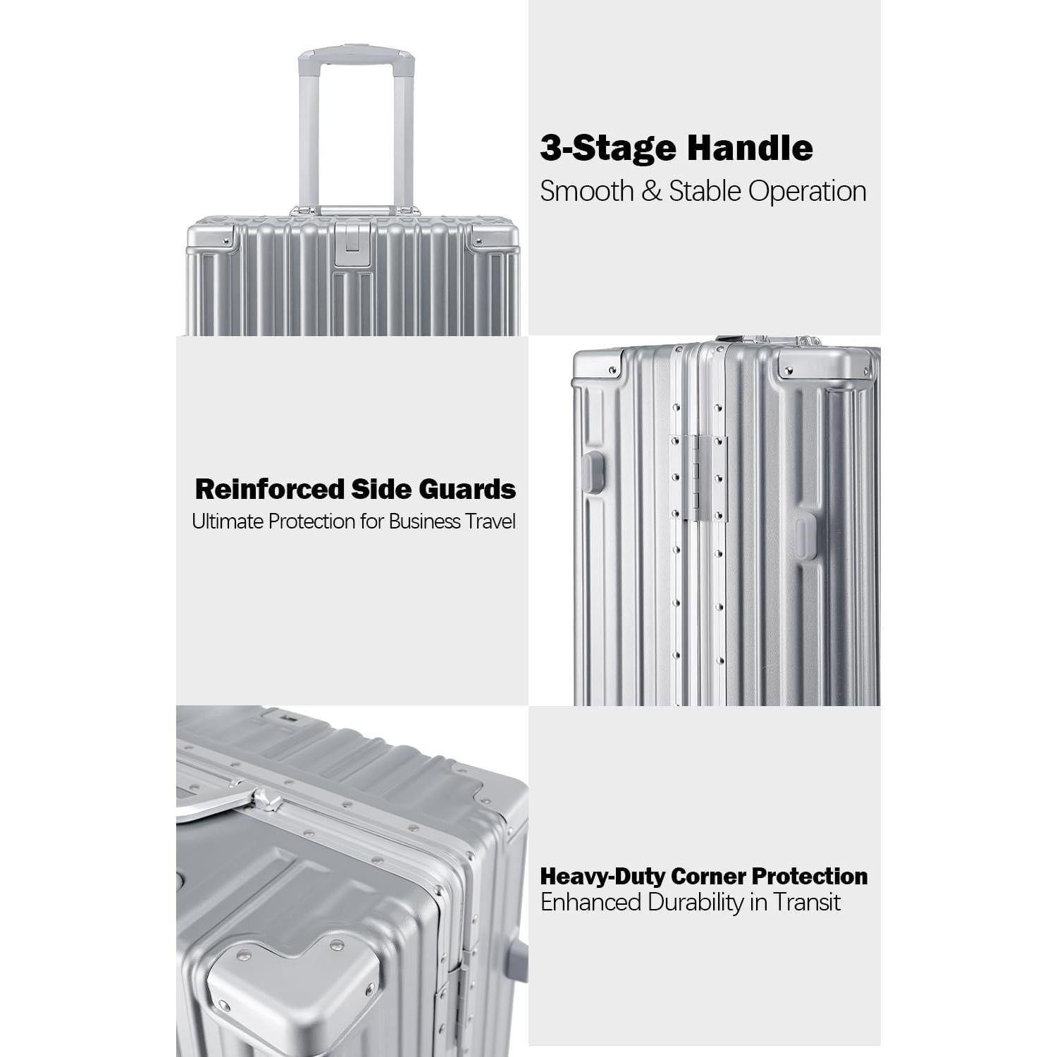 Maleta de Mano HotWay 20 Pulgadas Aluminio y PC Plata