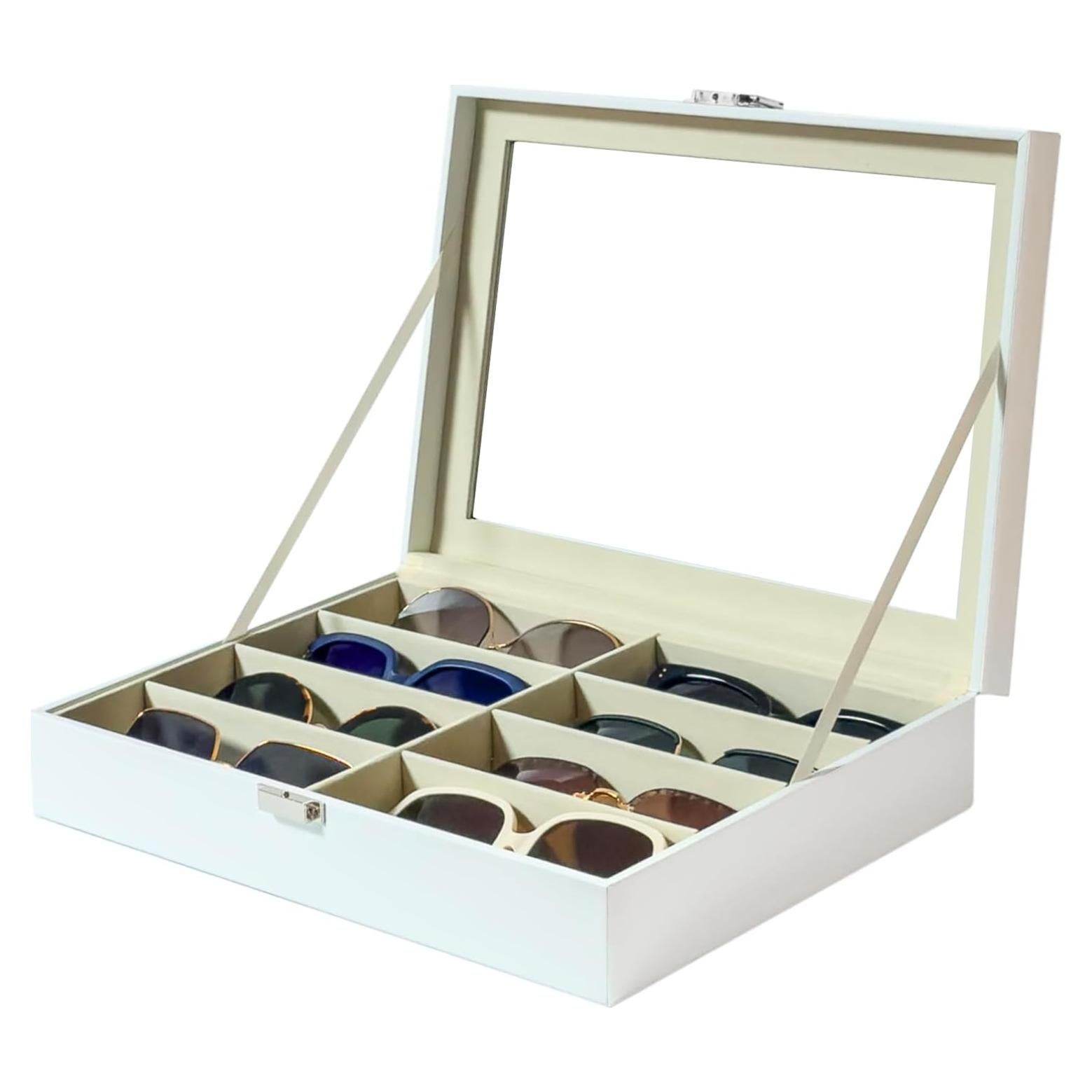 Organizador de Gafas de Sol Union 8 Ranuras Cuero Sintético Blanco
