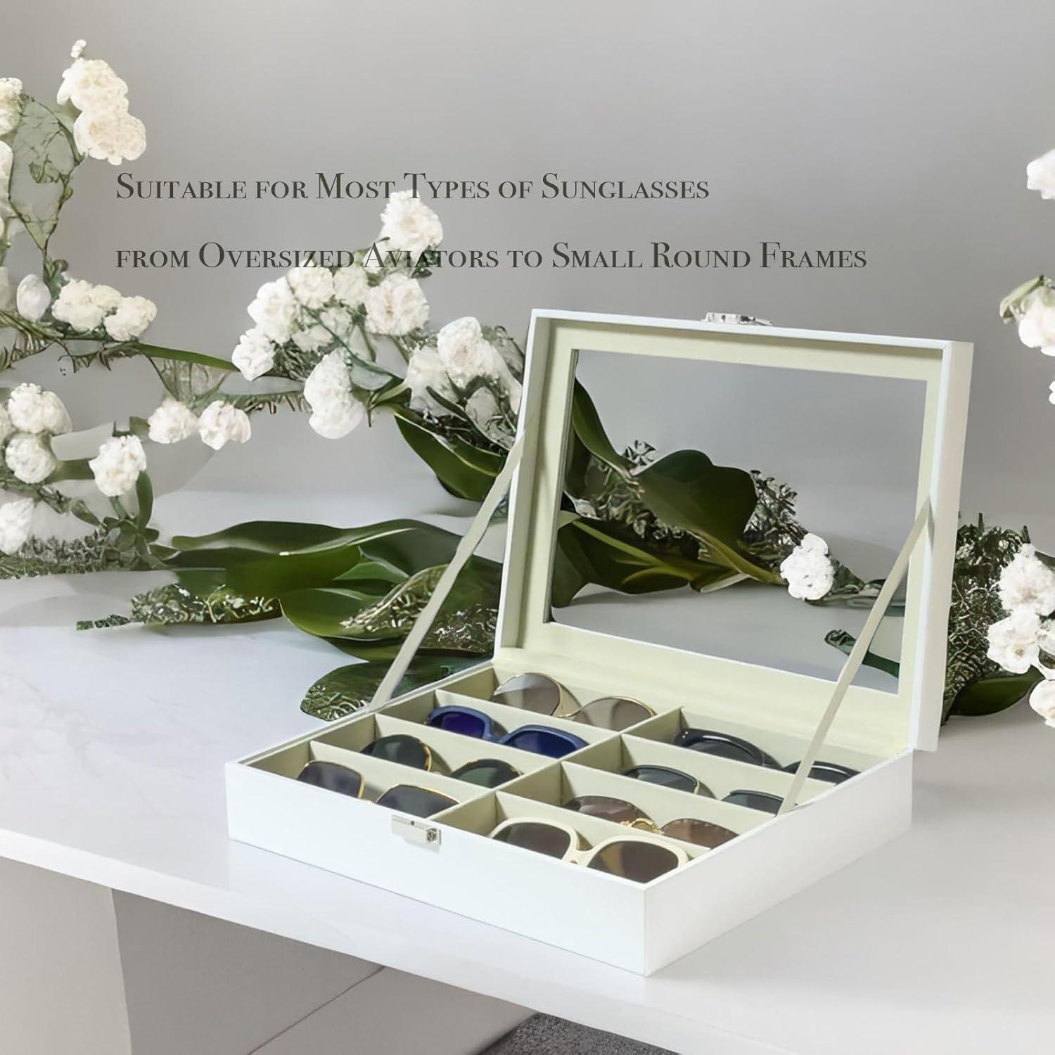 Organizador de Gafas de Sol Union 8 Ranuras Cuero Sintético Blanco