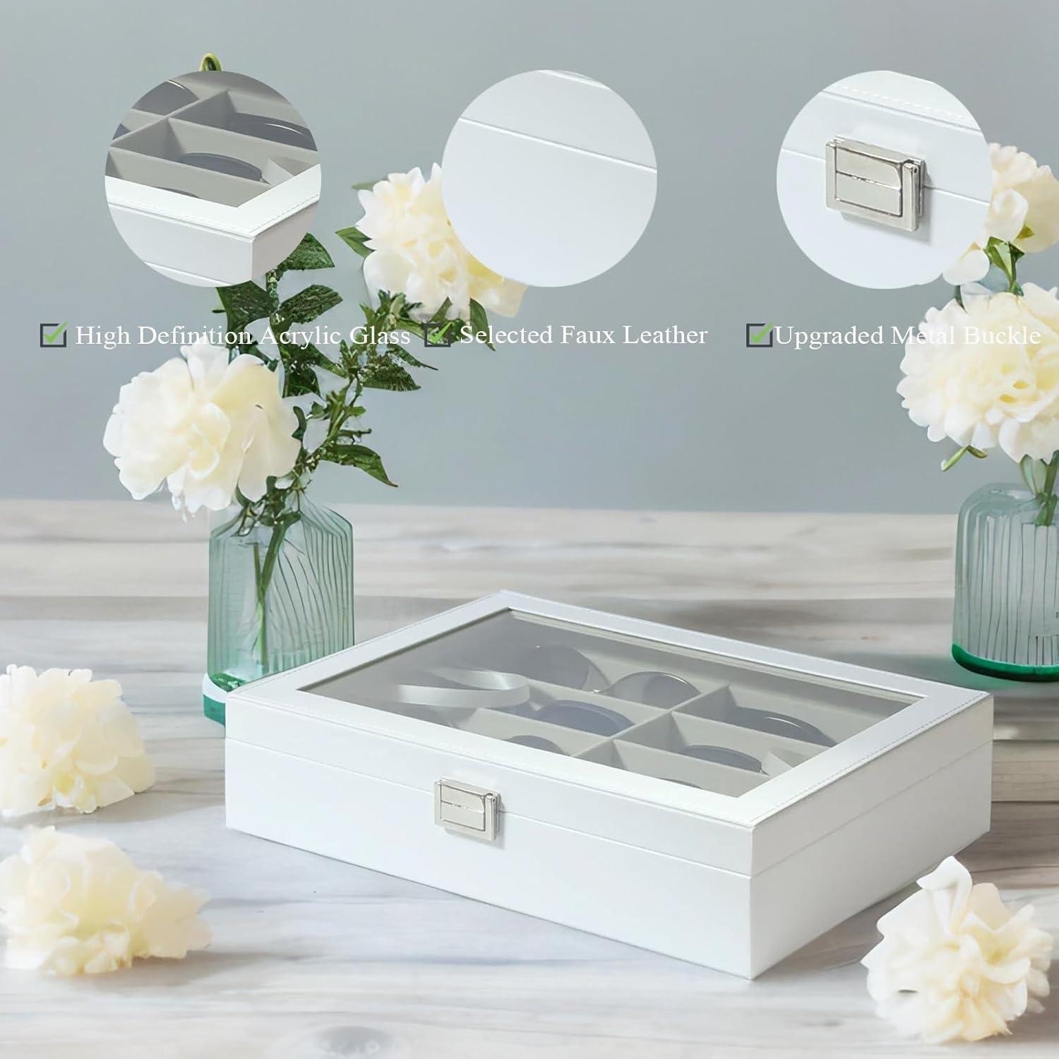 Organizador de Gafas de Sol Union 8 Ranuras Cuero Sintético Blanco