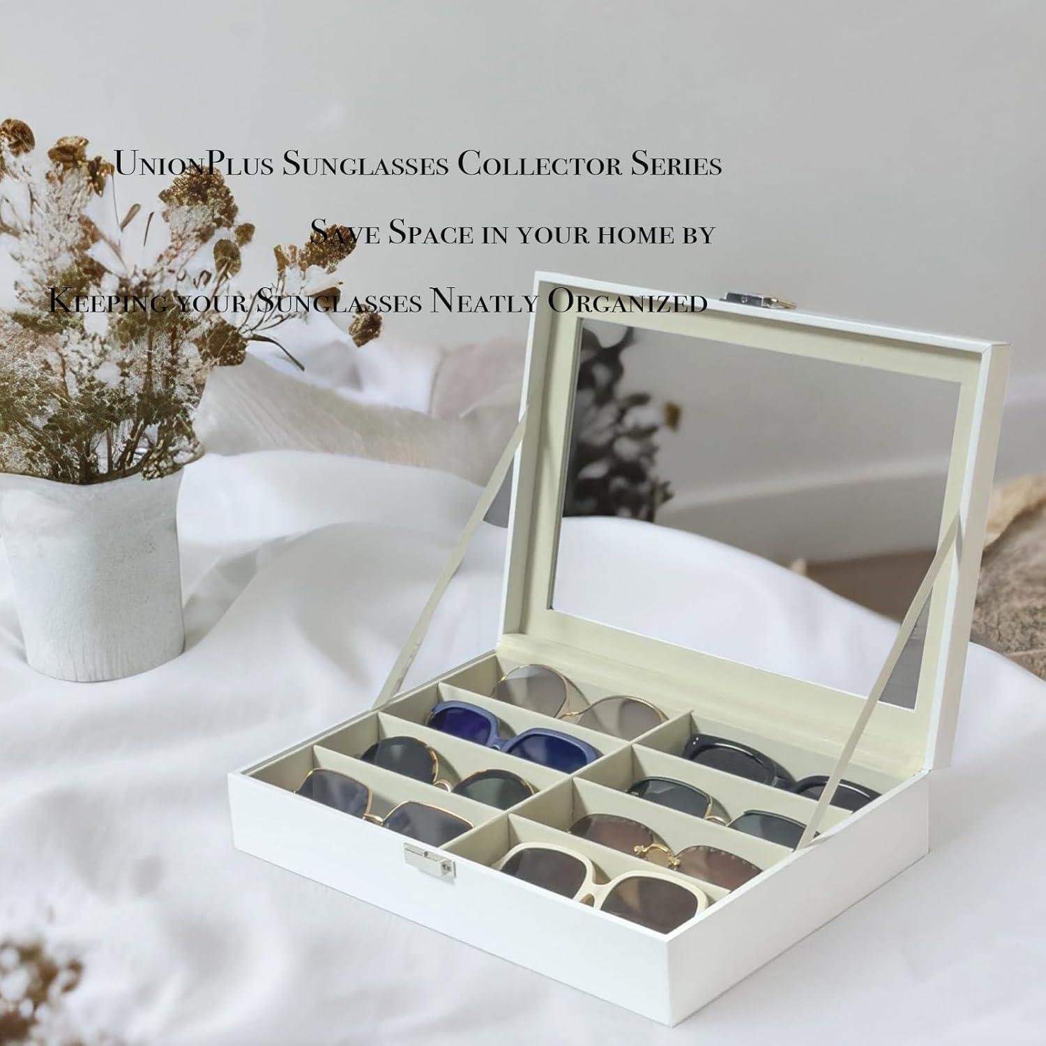 Organizador de Gafas de Sol Union 8 Ranuras Cuero Sintético Blanco