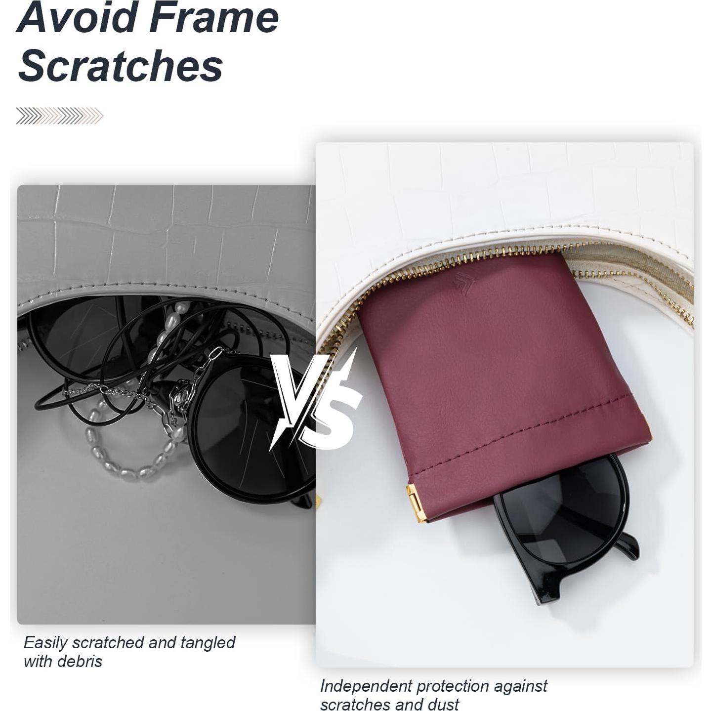 Estuche para Gafas Suave 2 Pack - Cuero PU Beige y Marrón