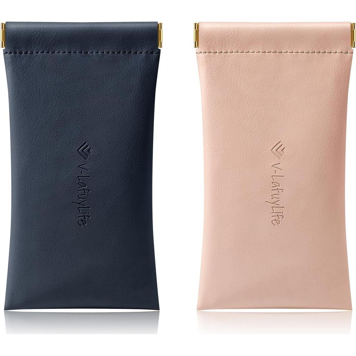 Estuche para Gafas Suave 2 Pack - Cuero PU Rosa/Azul