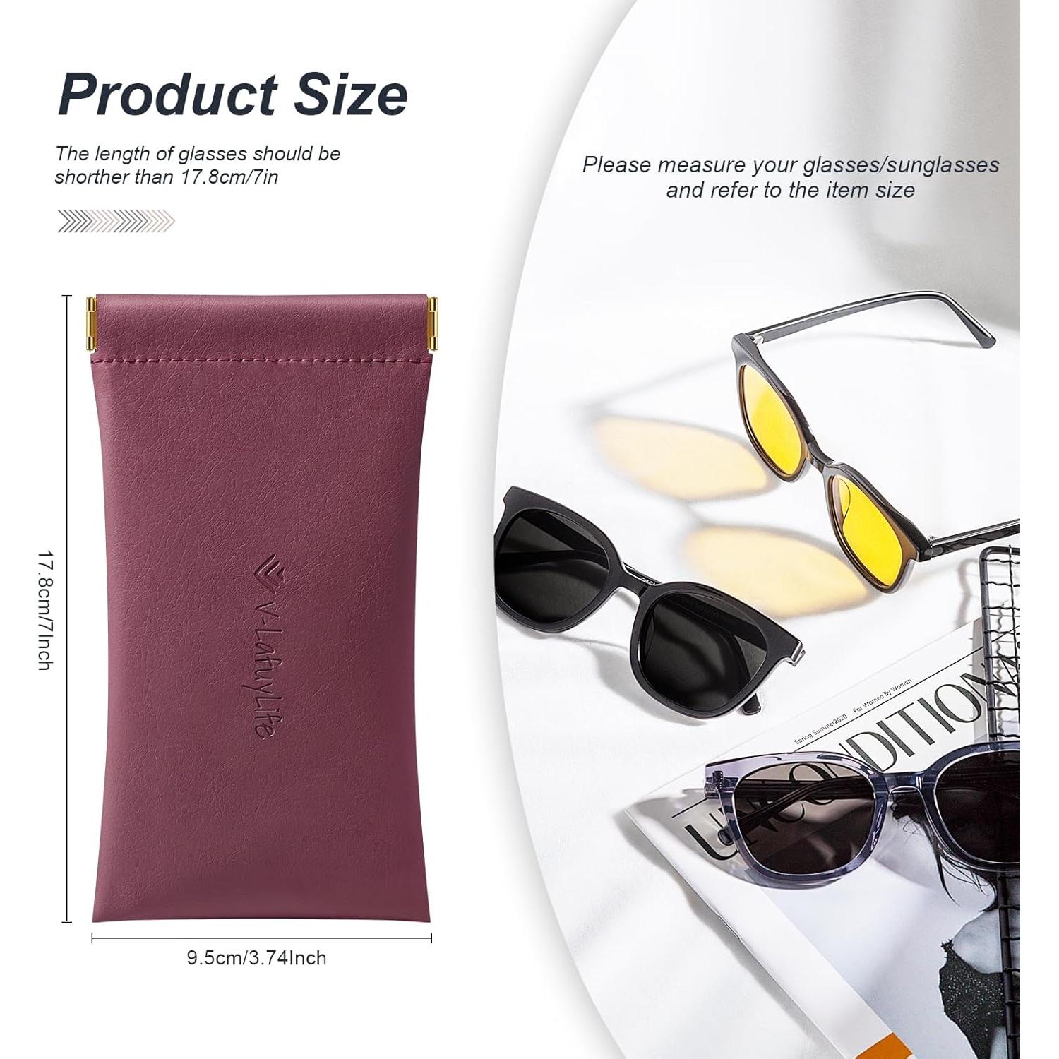 Estuche para Gafas Suave 2 Pack - Cuero PU Beige y Marrón