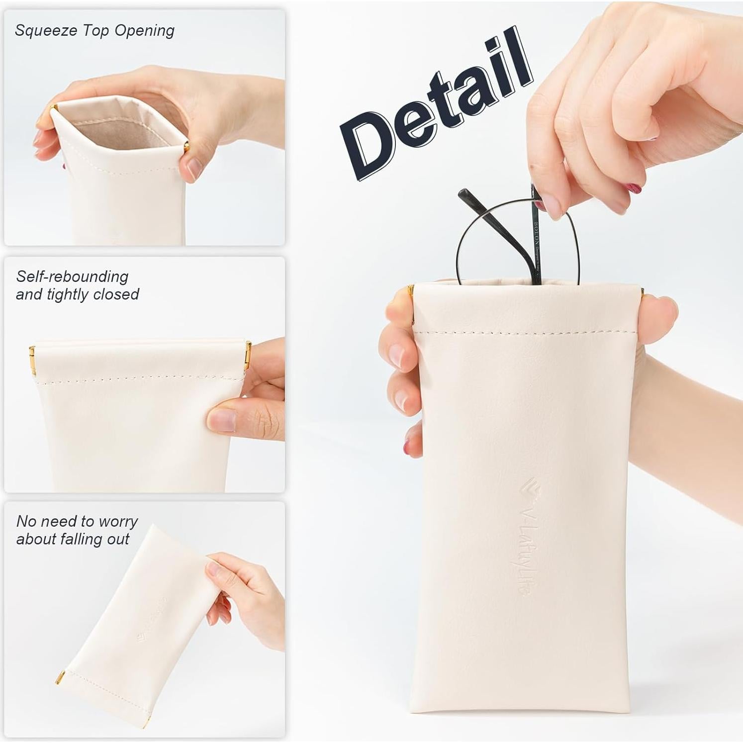 Estuche para Gafas Suave 2 Pack - Cuero PU Beige y Marrón