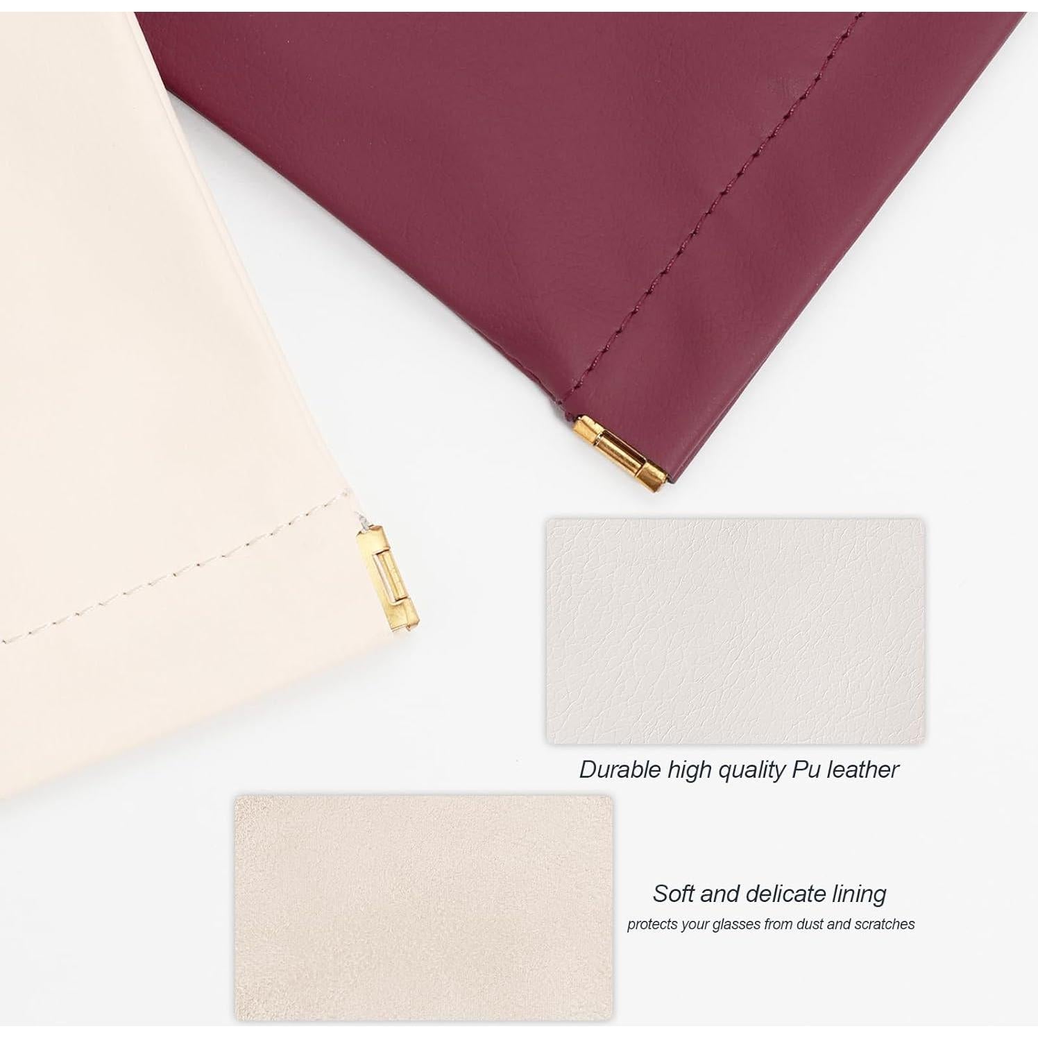 Estuche para Gafas Suave 2 Pack - Cuero PU Beige y Marrón