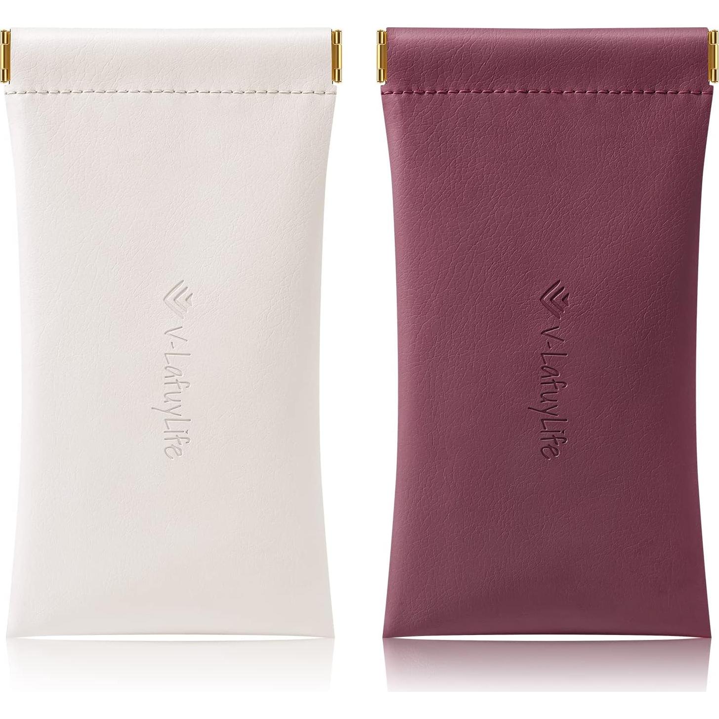 Estuche para Gafas Suave 2 Pack - Cuero PU Beige y Marrón