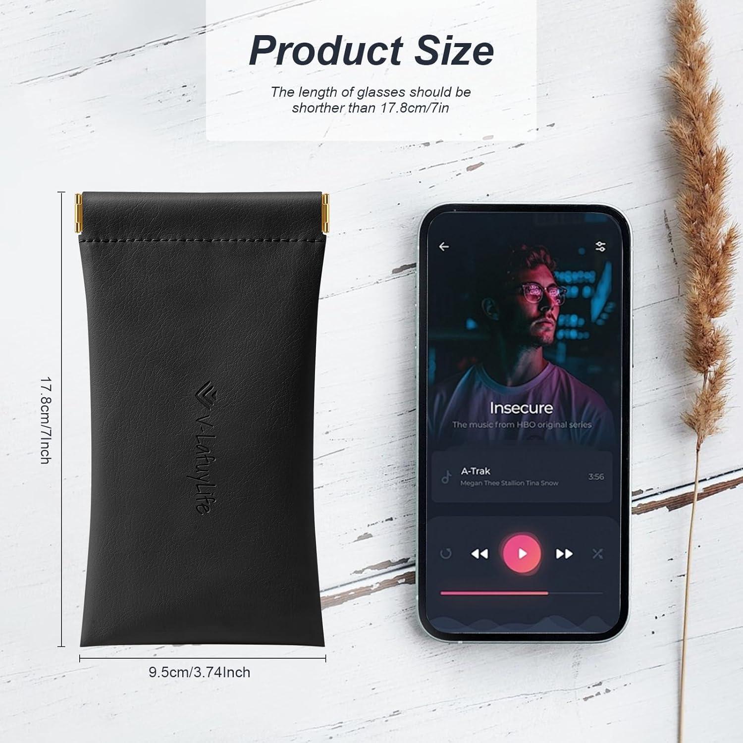 Estuche para Gafas Suave 2 Pack - Cuero PU Negro y Gris