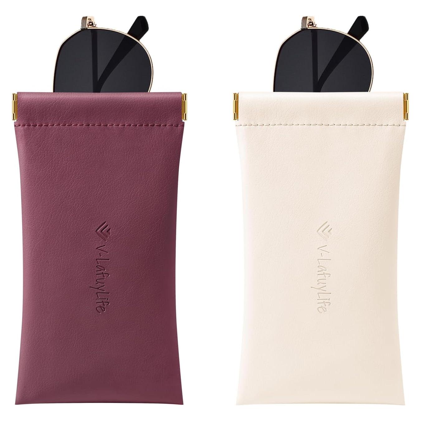 Estuche para Gafas Suave 2 Pack - Cuero Beige y Marrón