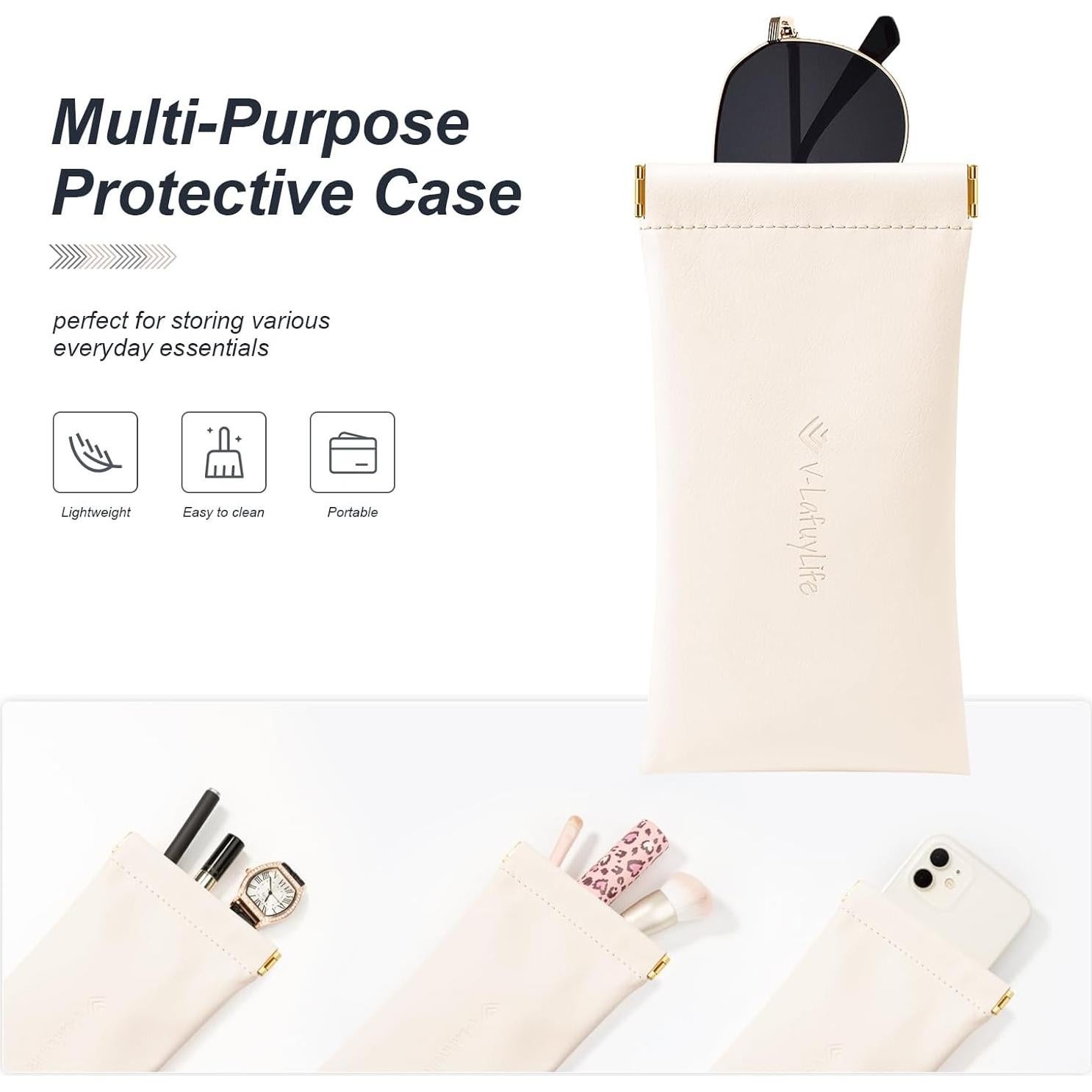 Estuche para Gafas Suave 2 Pack - Cuero Beige y Marrón