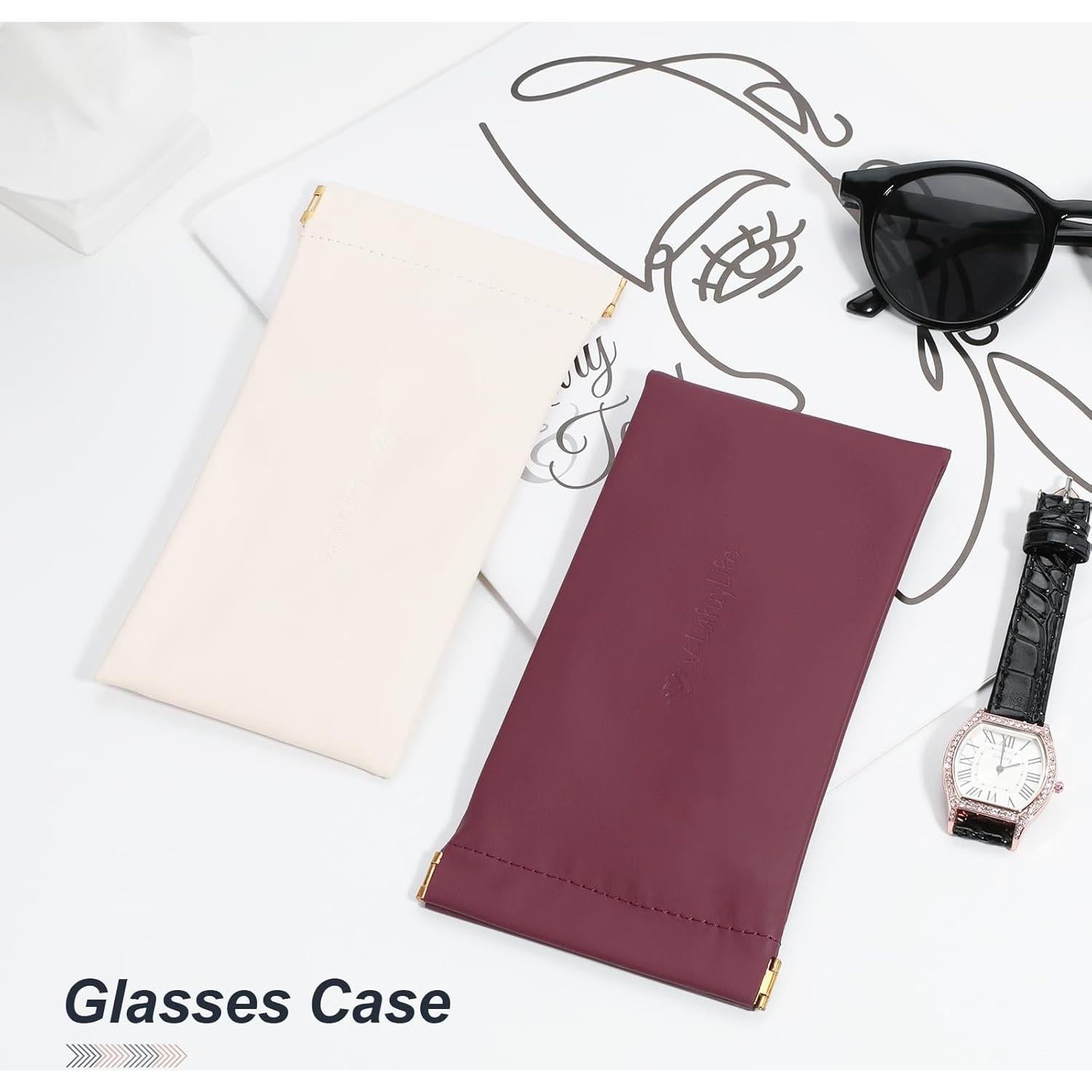 Estuche para Gafas Suave 2 Pack - Cuero Beige y Marrón