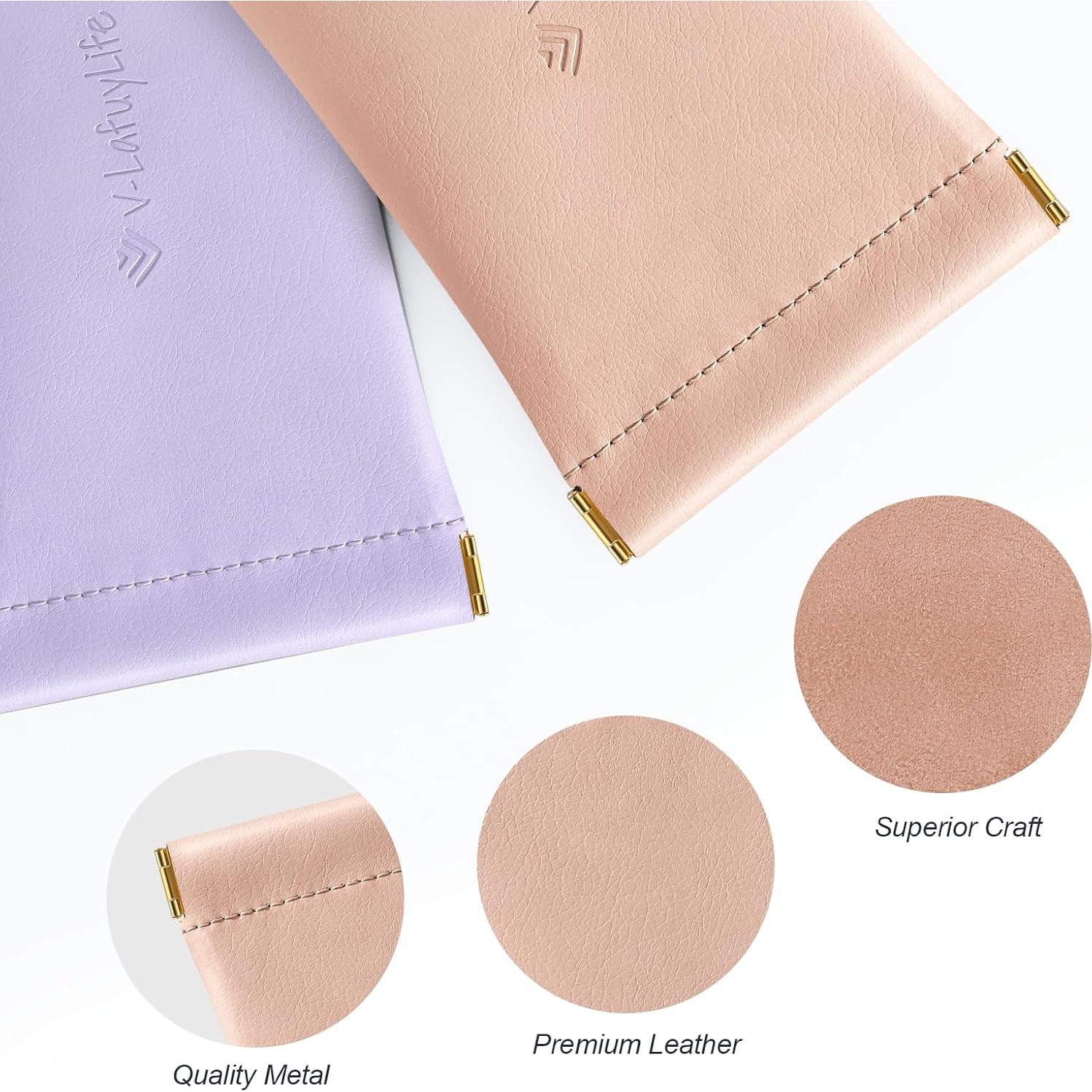 Estuche para Gafas Suave 2 Pack - Cuero Rosa y Púrpura