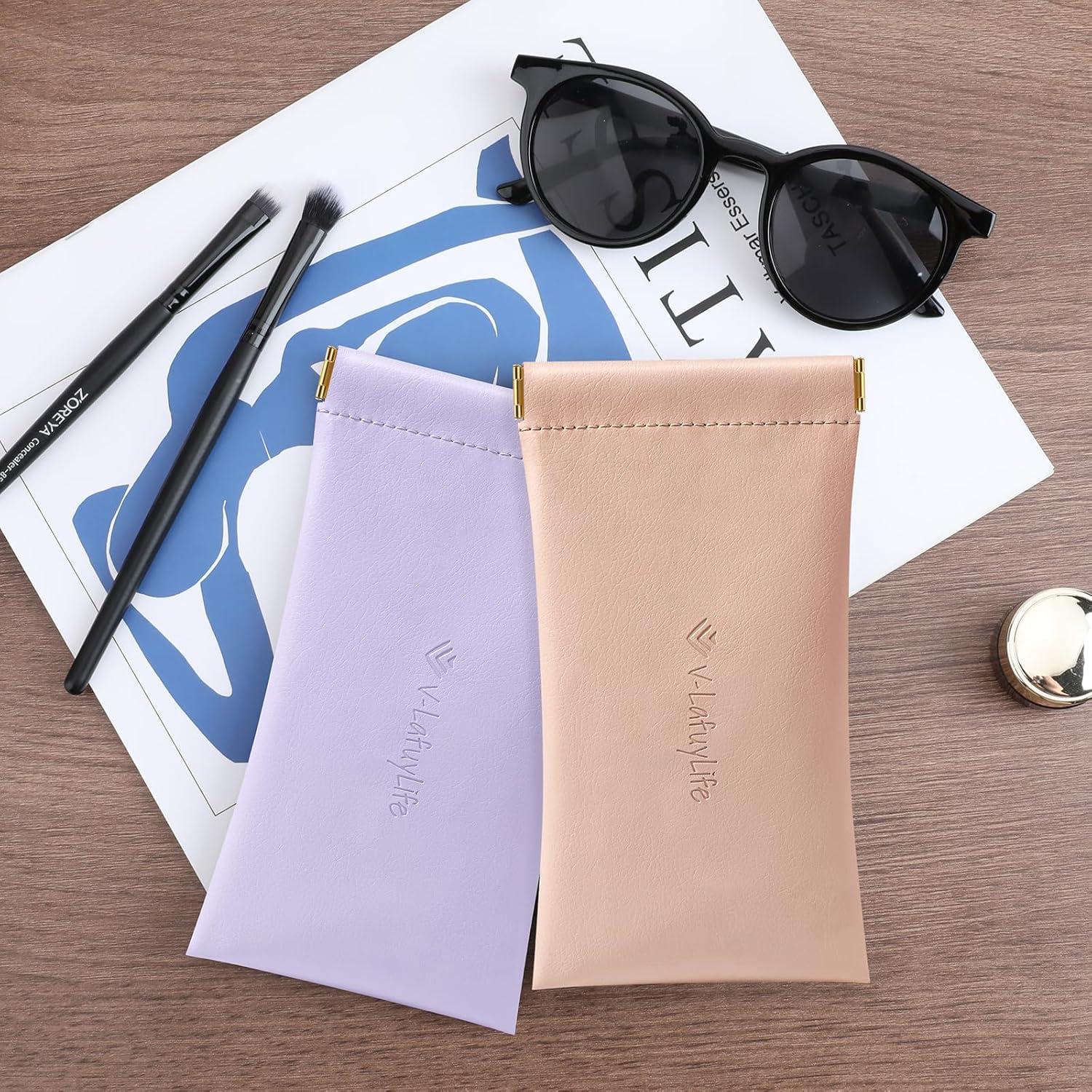 Estuche para Gafas Suave 2 Pack - Cuero Rosa y Púrpura