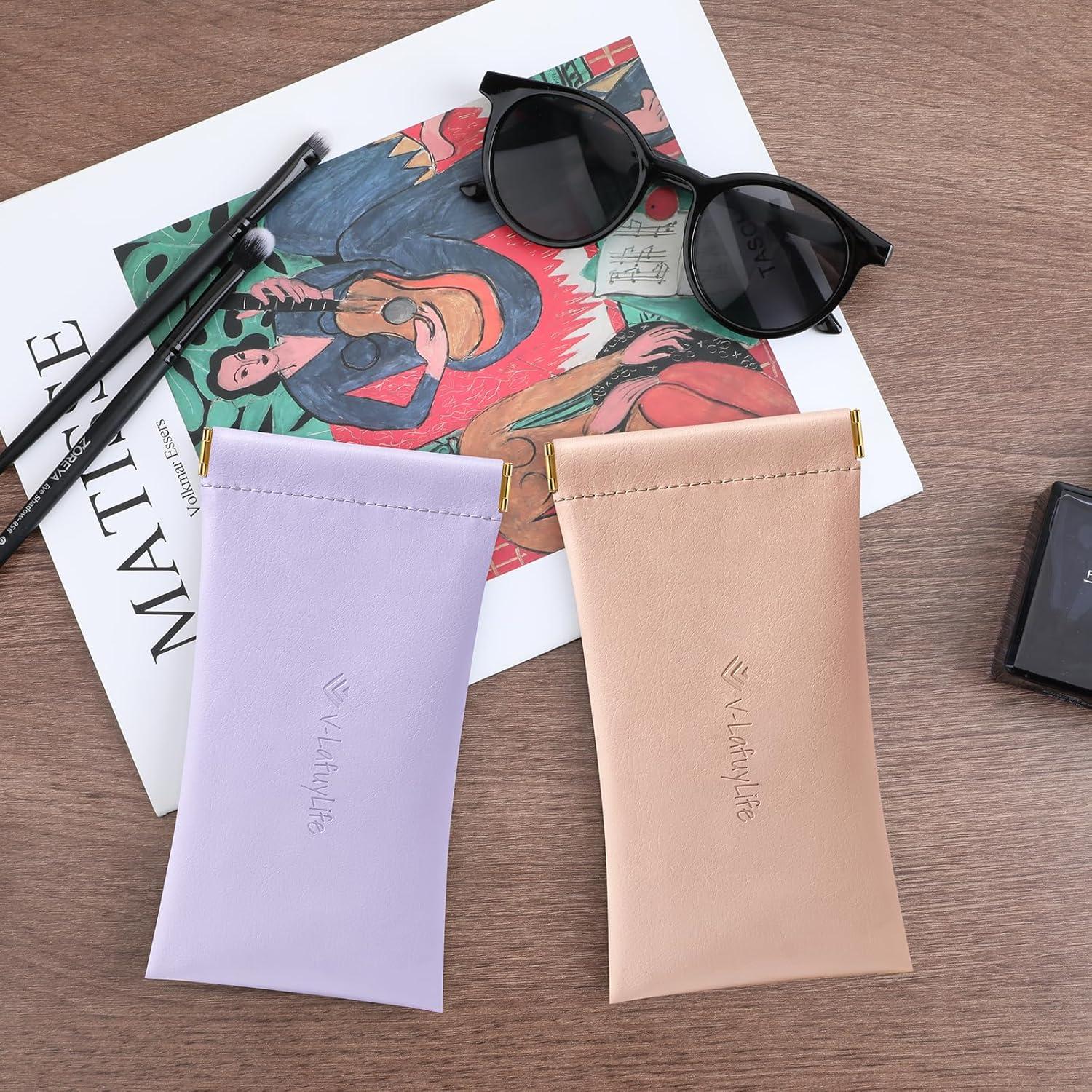 Estuche para Gafas Suave 2 Pack - Cuero Rosa y Púrpura