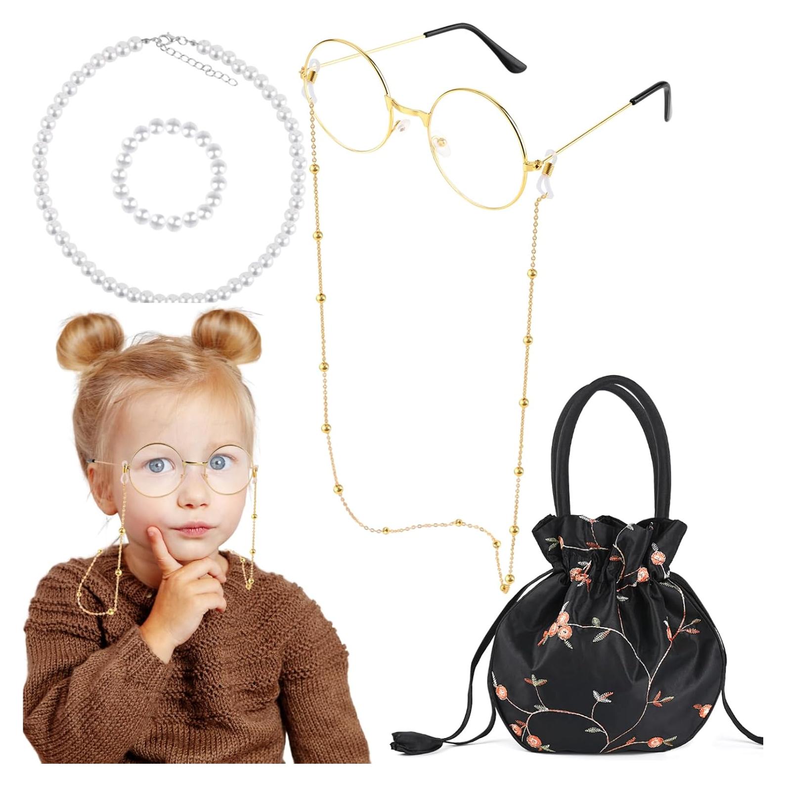 Disfraz de anciana 5 piezas con gafas y accesorios