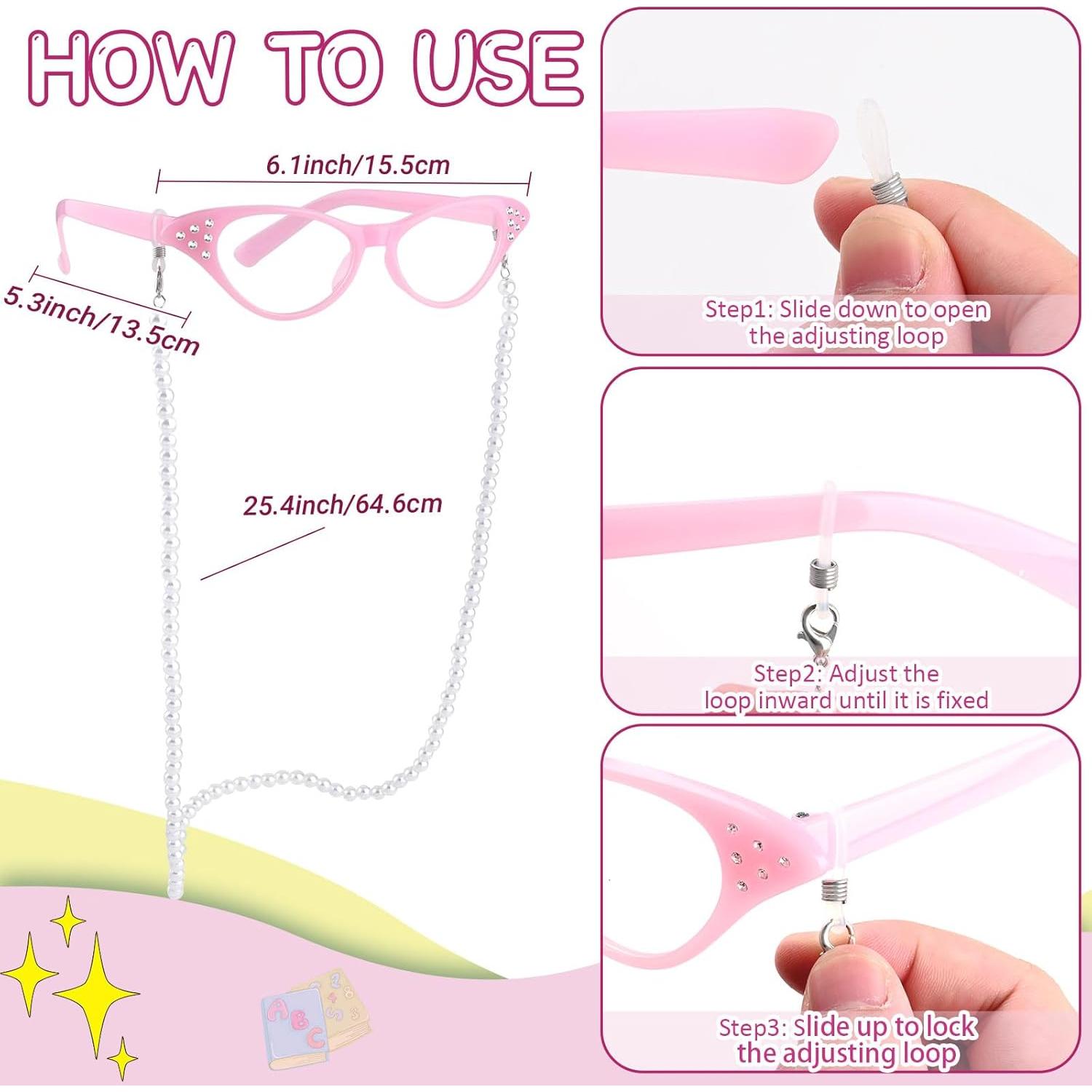 Disfraz de Anciana 5 PZS Gafas Collar Pulsera para Mujeres