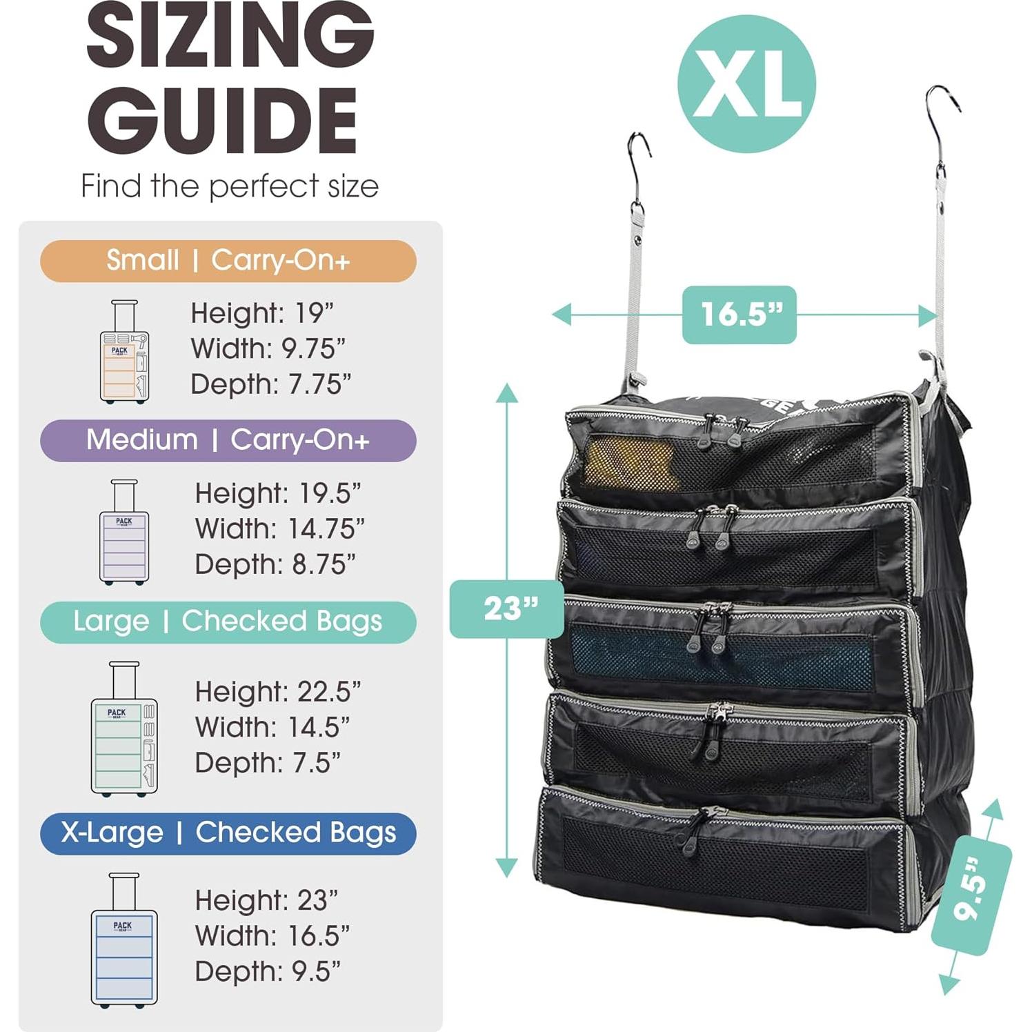 Organizador de Maleta Colgante Pack Gear XL Negro - 42x24x58 cm