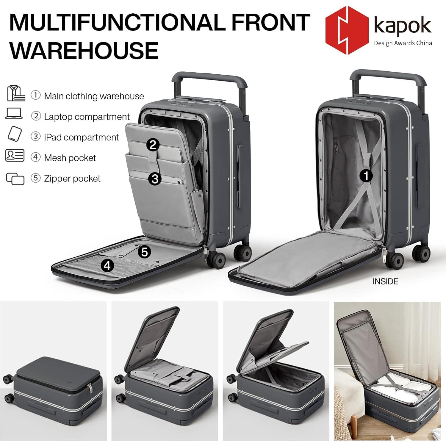 Maleta de Mano Mixi 20" Gris Roca con Mango Ancho y Ruedas