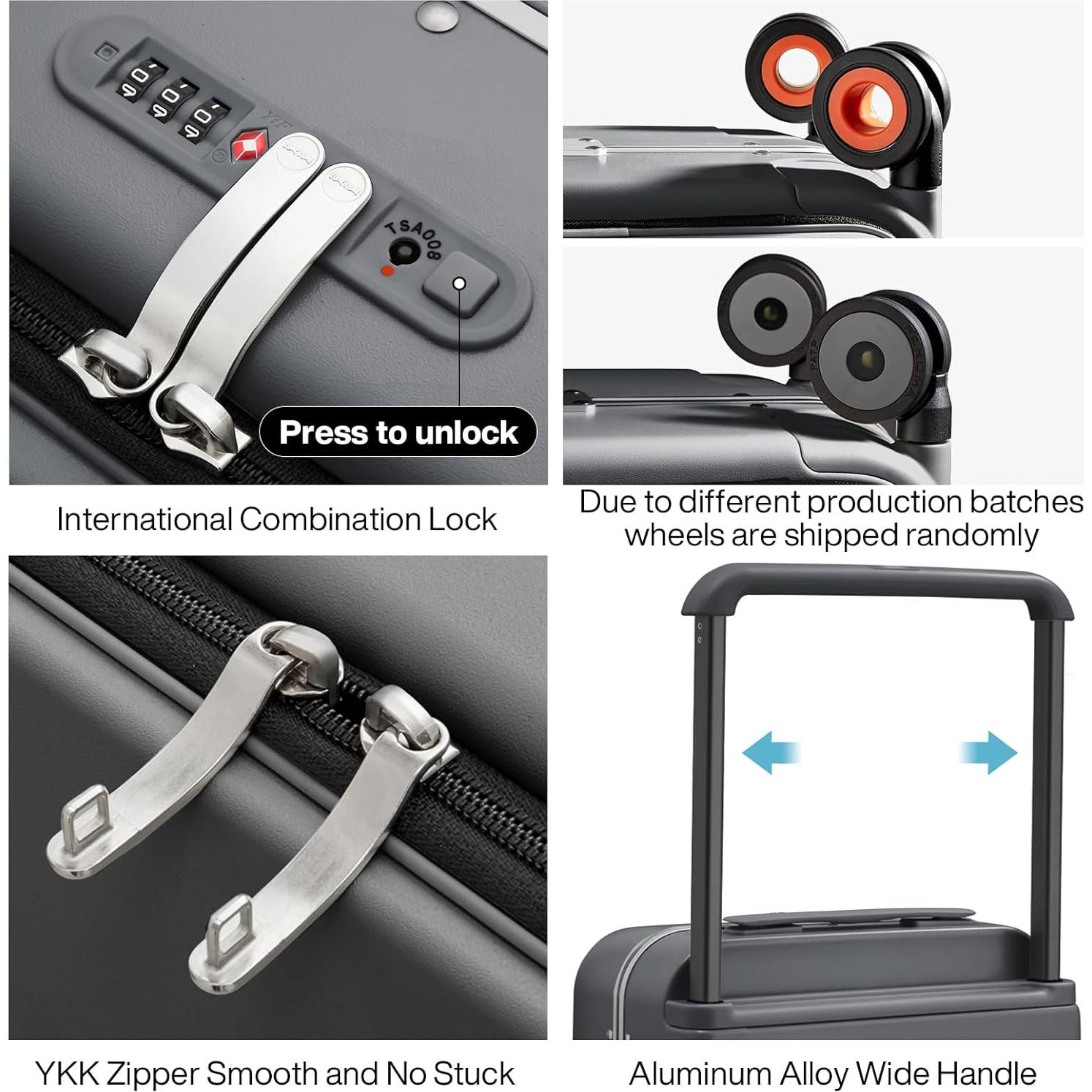 Maleta de Mano Mixi 20" Gris Roca con Mango Ancho y Ruedas