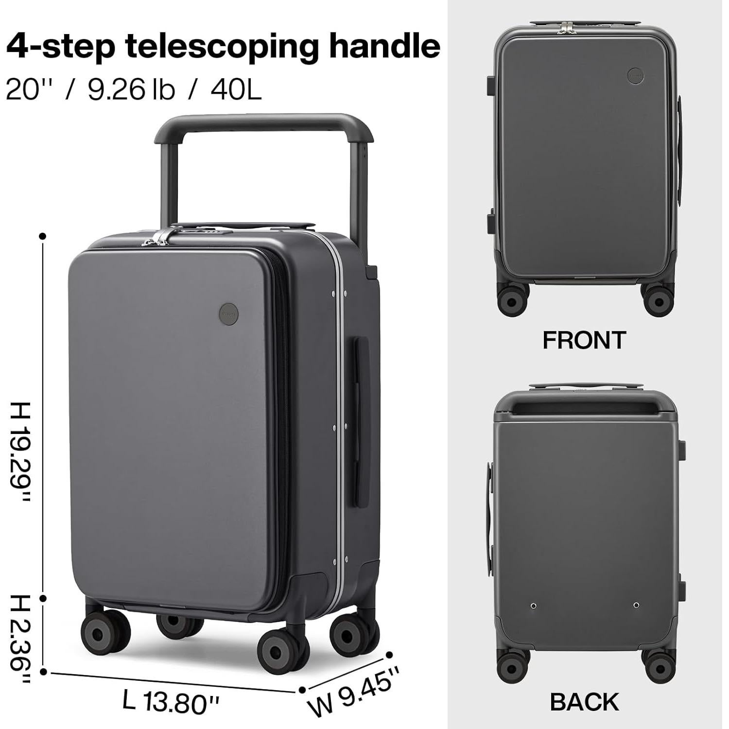 Maleta de Mano Mixi 20" Gris Roca con Mango Ancho y Ruedas