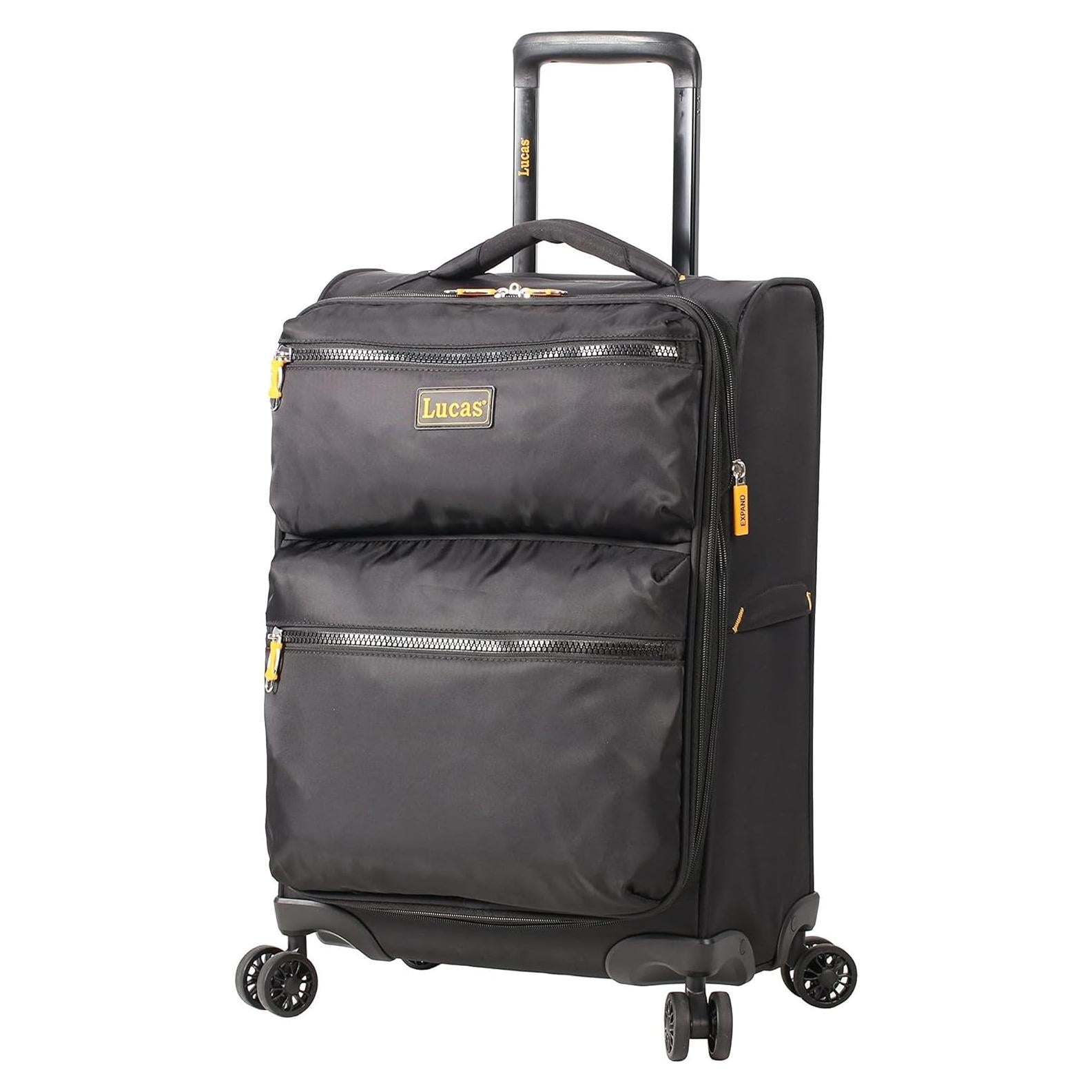 Maleta Suave Expandible Lucas 22.8" Negra - 8 Ruedas Giratorias