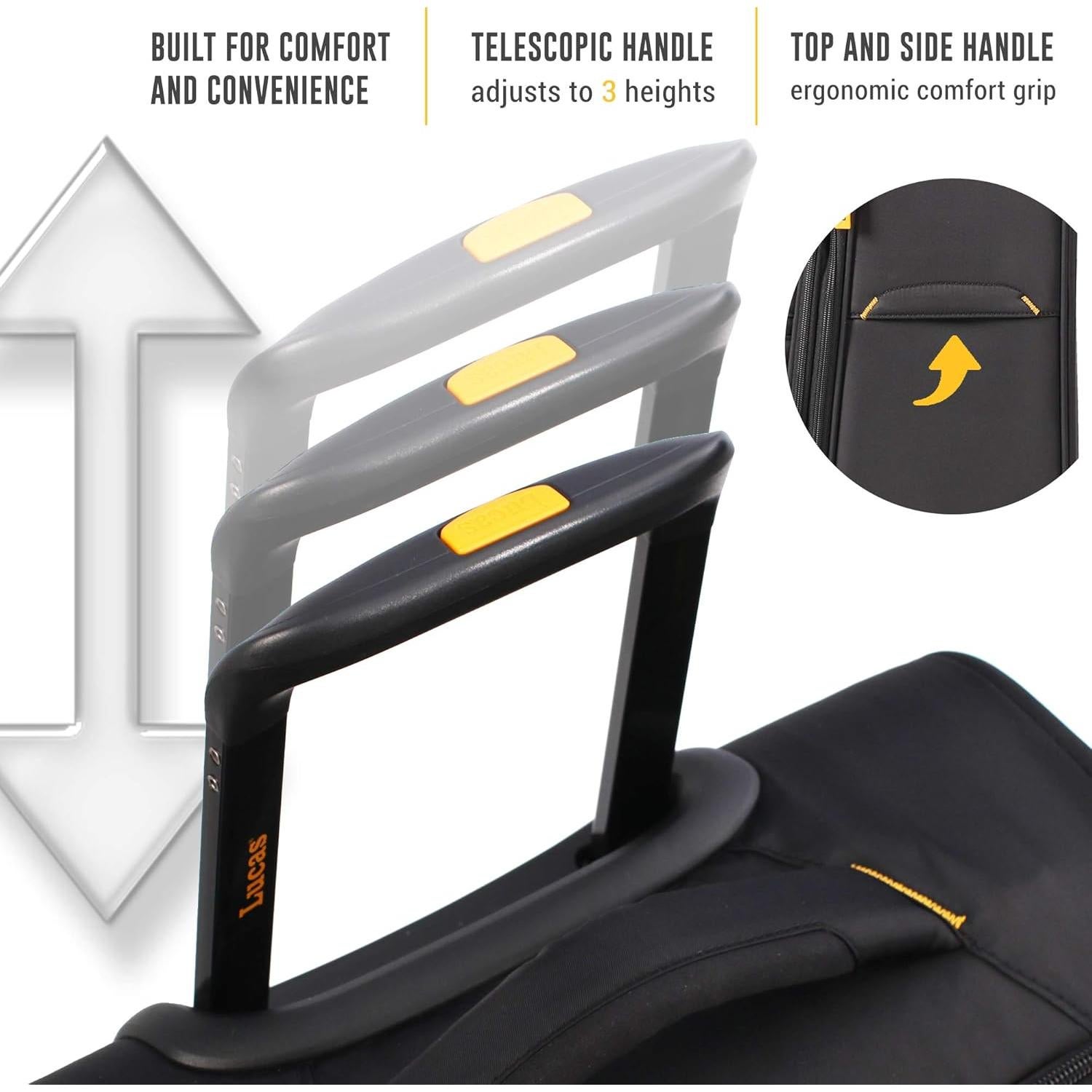 Maleta Suave Expandible Lucas 22.8" Negra - 8 Ruedas Giratorias