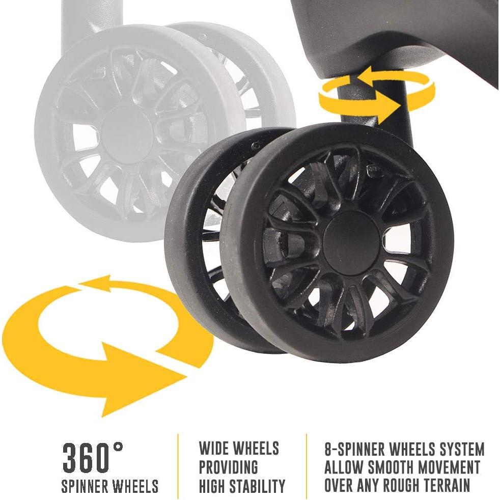 Maleta Suave Expandible Lucas 22.8" Negra - 8 Ruedas Giratorias