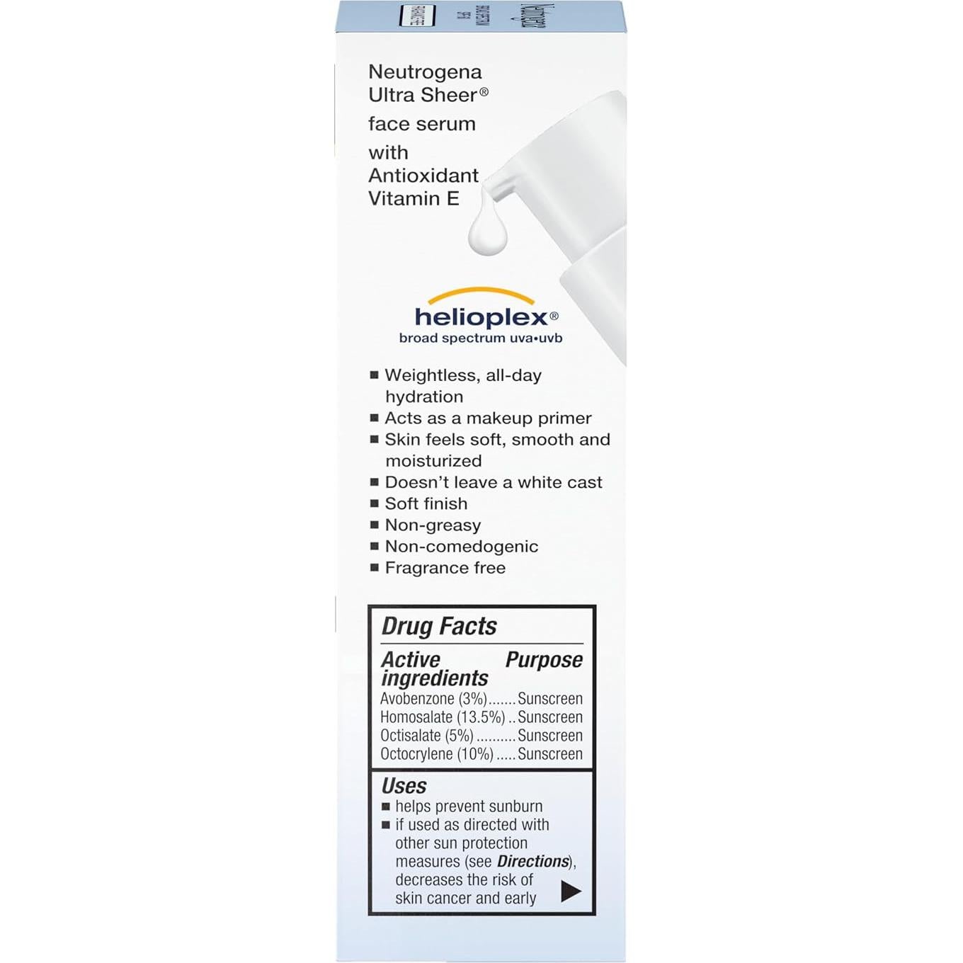 Suero Facial Hidratante Neutrogena SPF 60 con Vitamina E