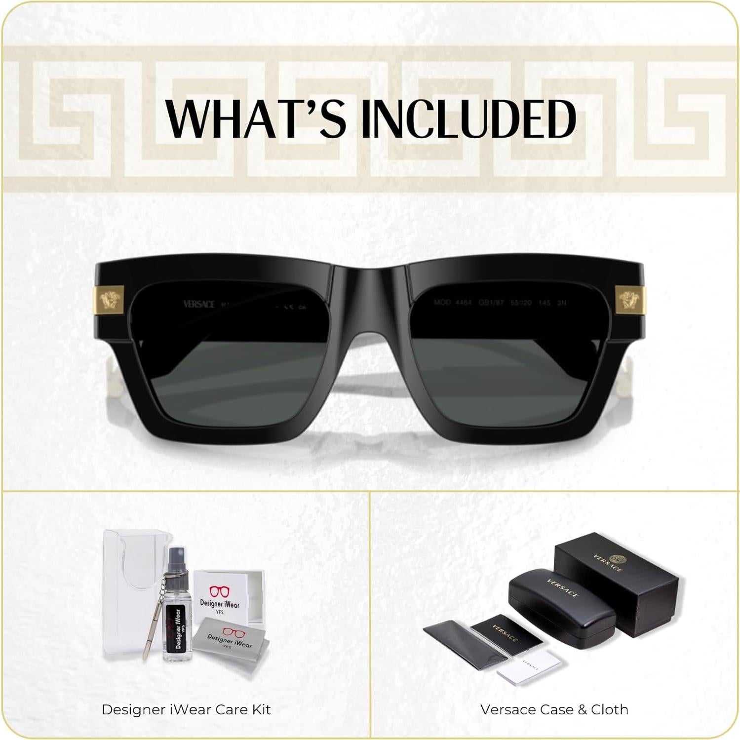 Gafas de sol rectangulares Versace VE4464 para hombres con kit