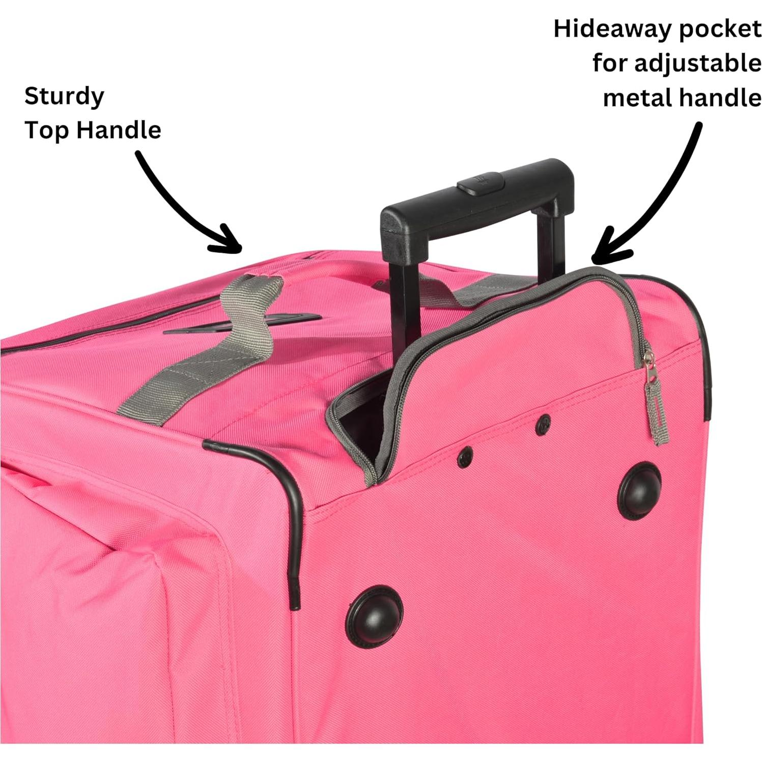 Bolsa de viaje rodante Olympia U.S.A. 22" Rosa 8 bolsillos