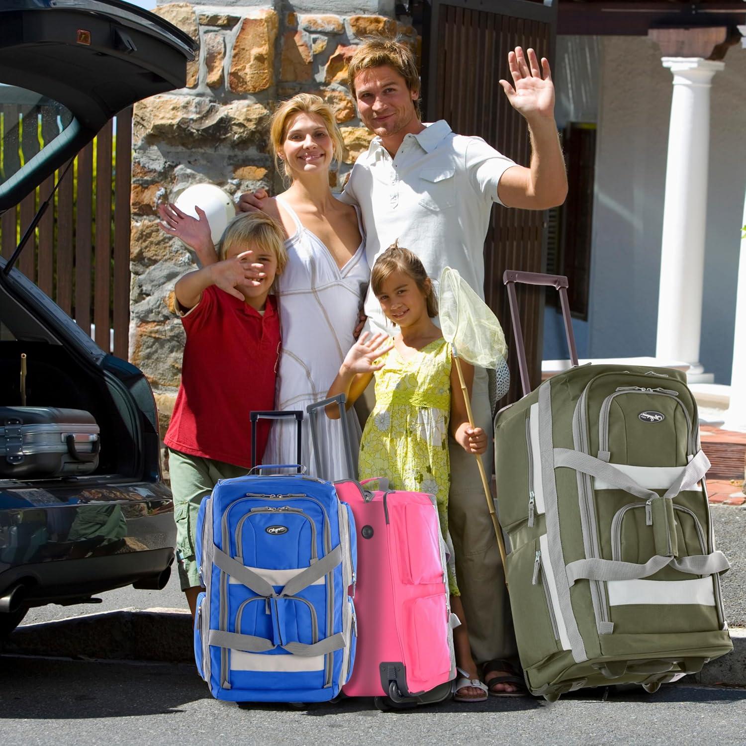 Bolsa de viaje rodante Olympia U.S.A. 22" Rosa 8 bolsillos