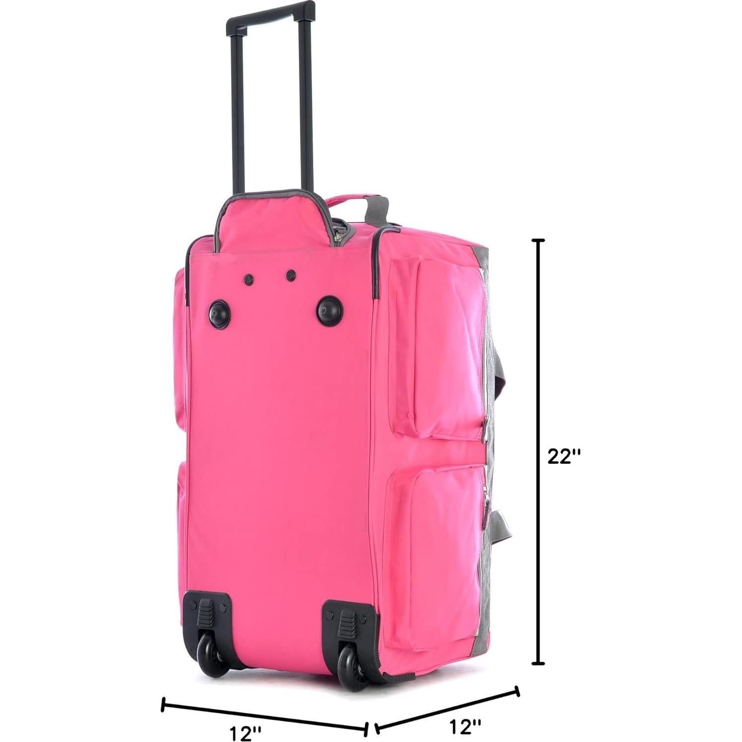 Bolsa de viaje rodante Olympia U.S.A. 22" Rosa 8 bolsillos
