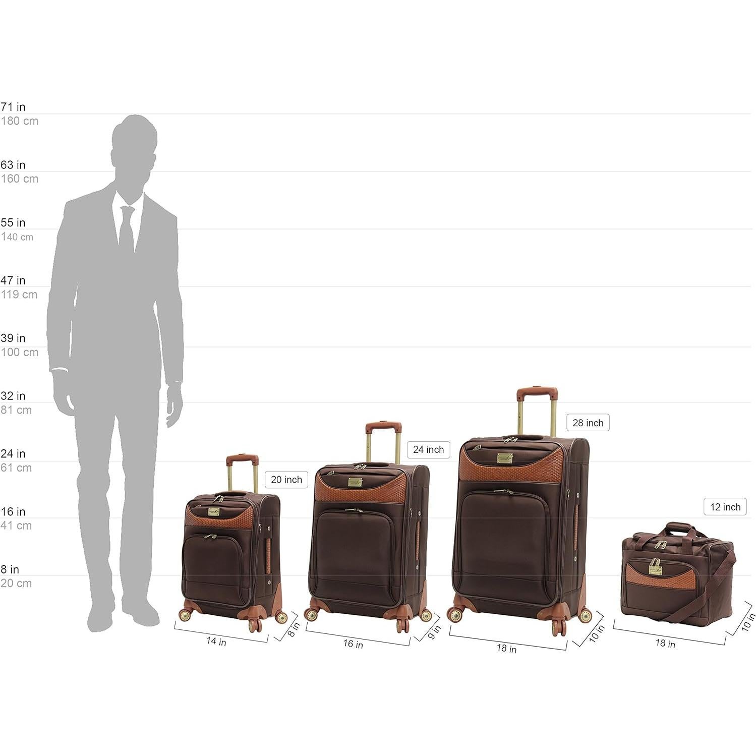 Conjunto de Maletas Pathfinder 4 Piezas Chocolate Expandible