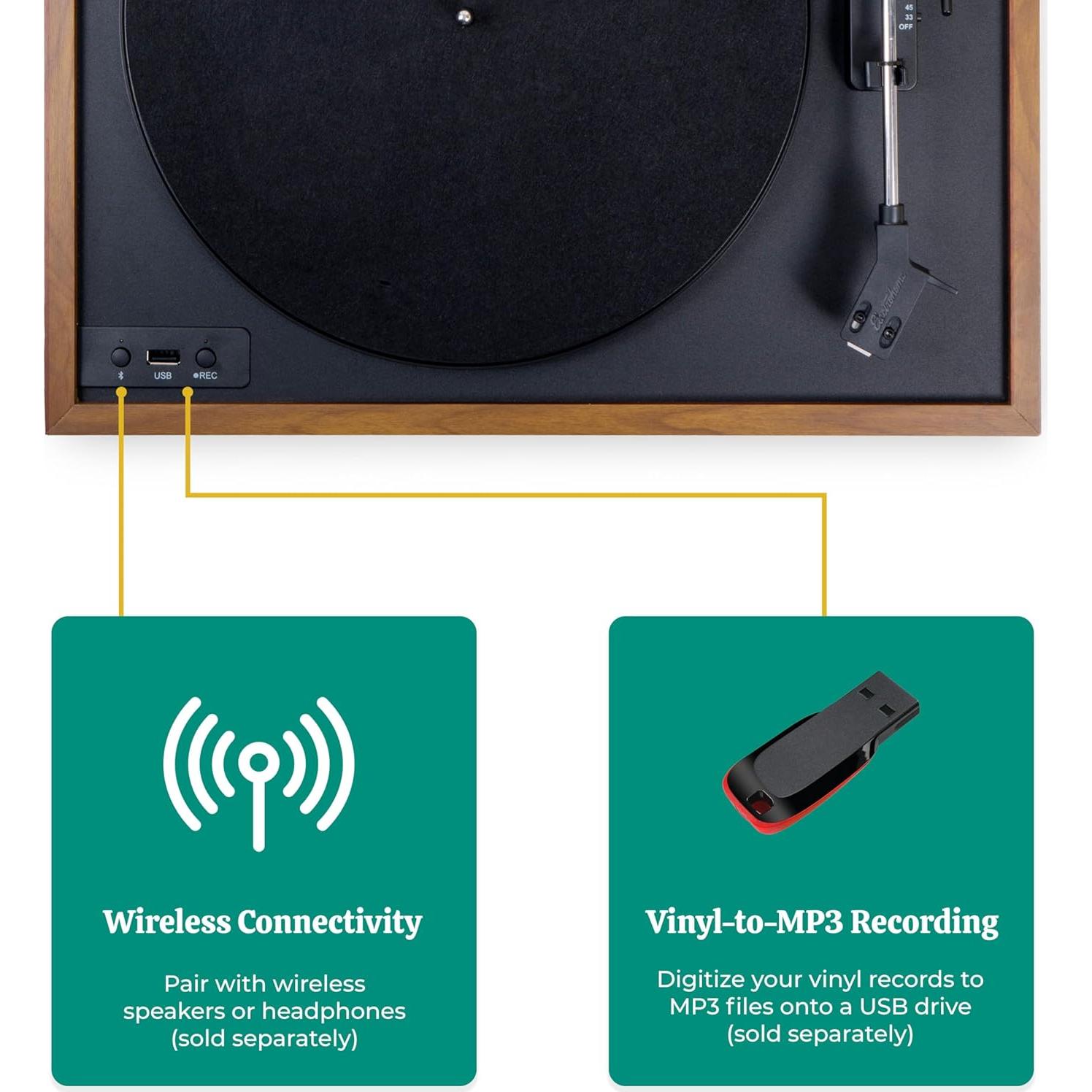 Reproductor de Vinilo Inalámbrico Electrohome RR36 2 Velocidades