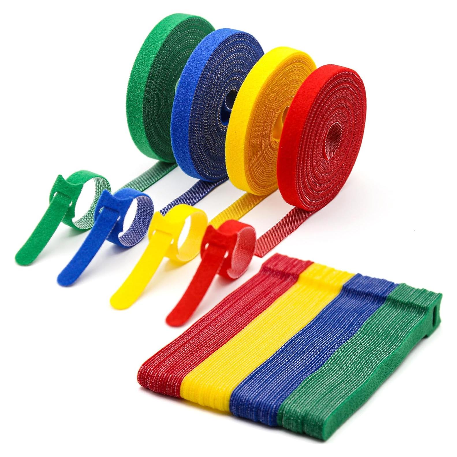 Correas de Cable Reutilizables MAIWEIS 80 Piezas 15 cm y 4 Rollos 500 cm