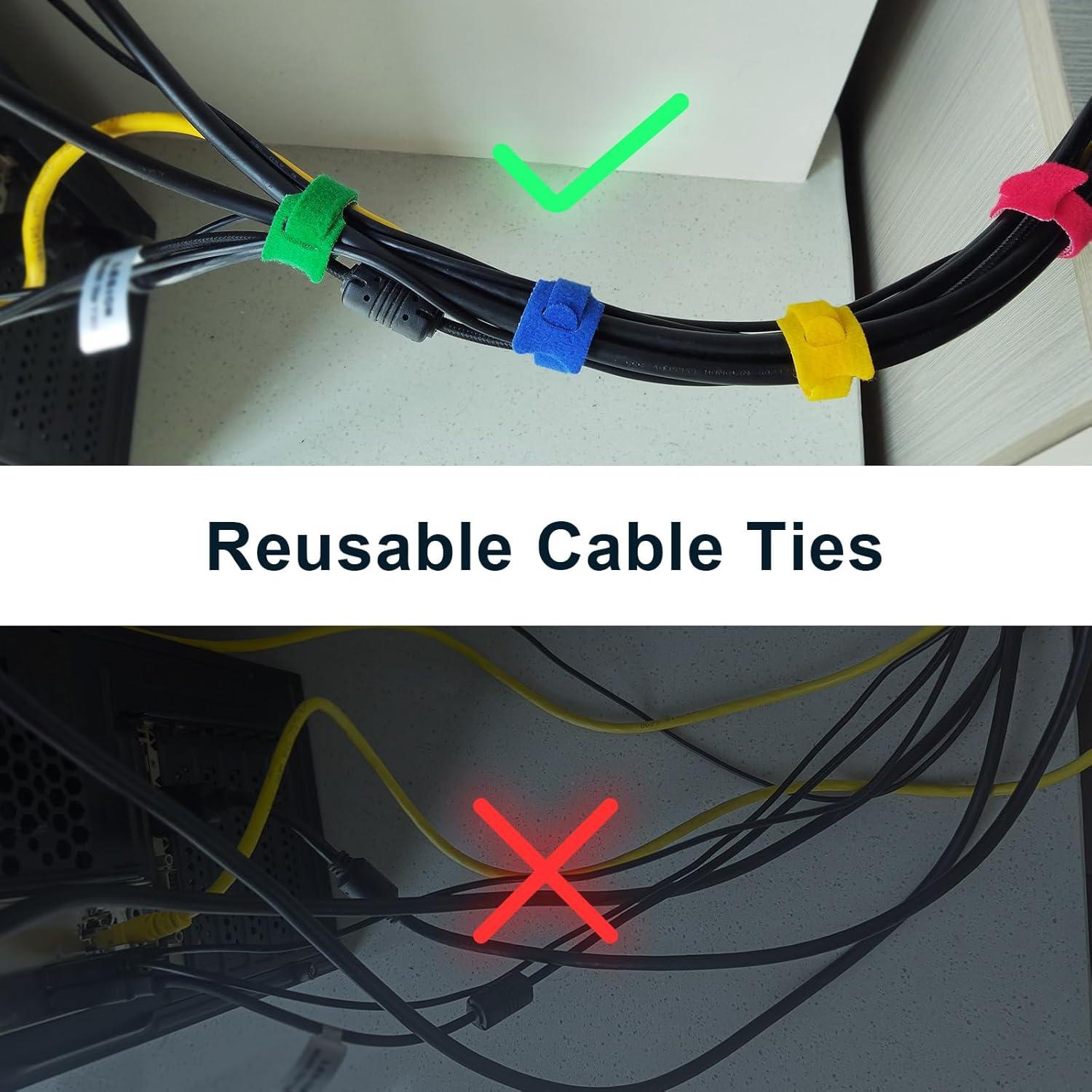 Correas de Cable Reutilizables MAIWEIS 80 Piezas 15 cm y 4 Rollos 500 cm