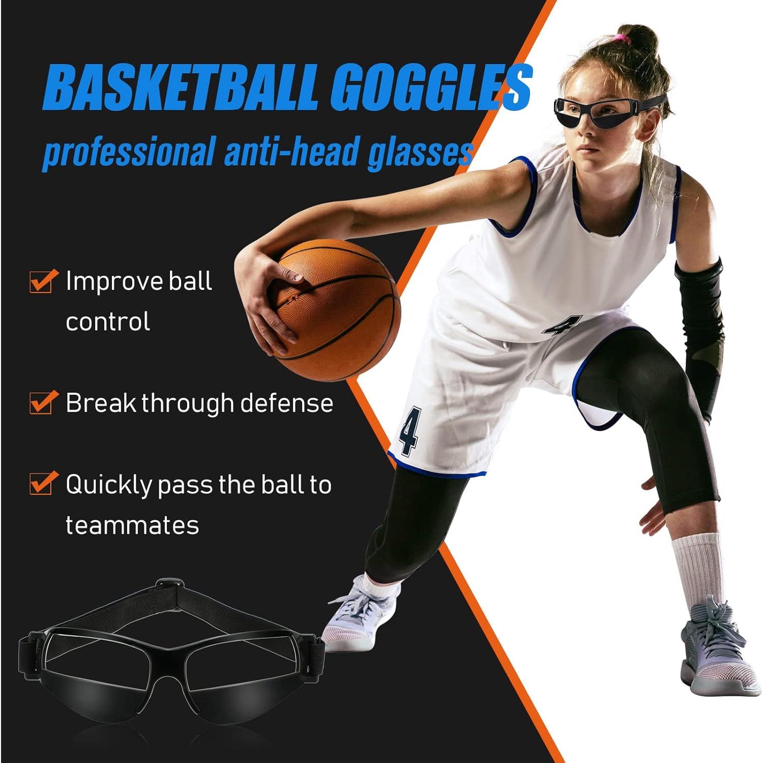 Gafas de Dribbling Baloncesto Ajustables 3 Piezas Negras