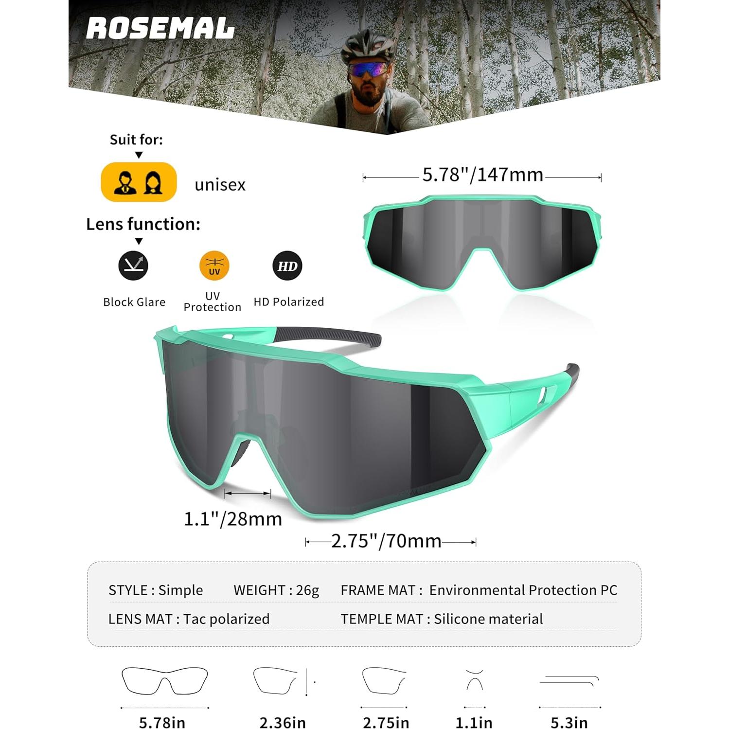 Gafas de sol deportivas Rosemal 7259 UV400 polarizadas