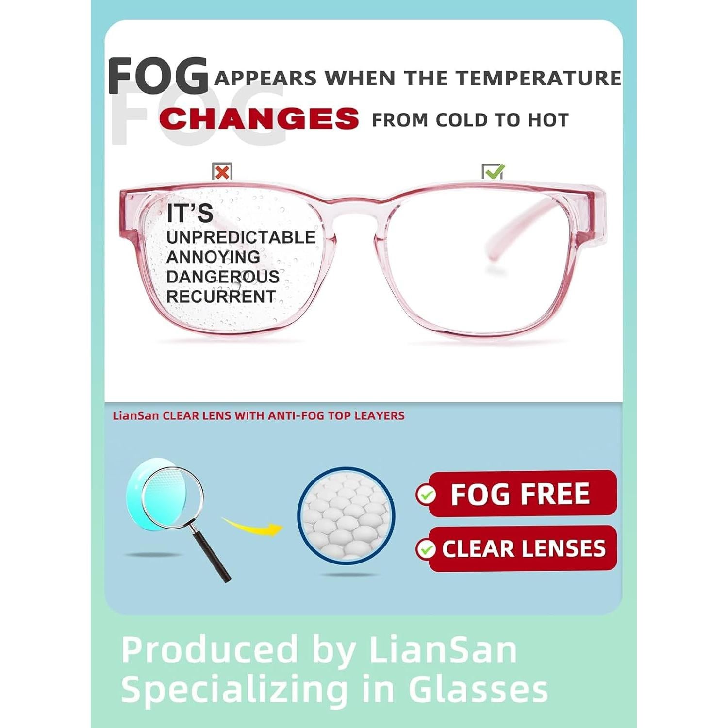 Gafas de Seguridad LianSan Antivaho para Lentes Graduadas