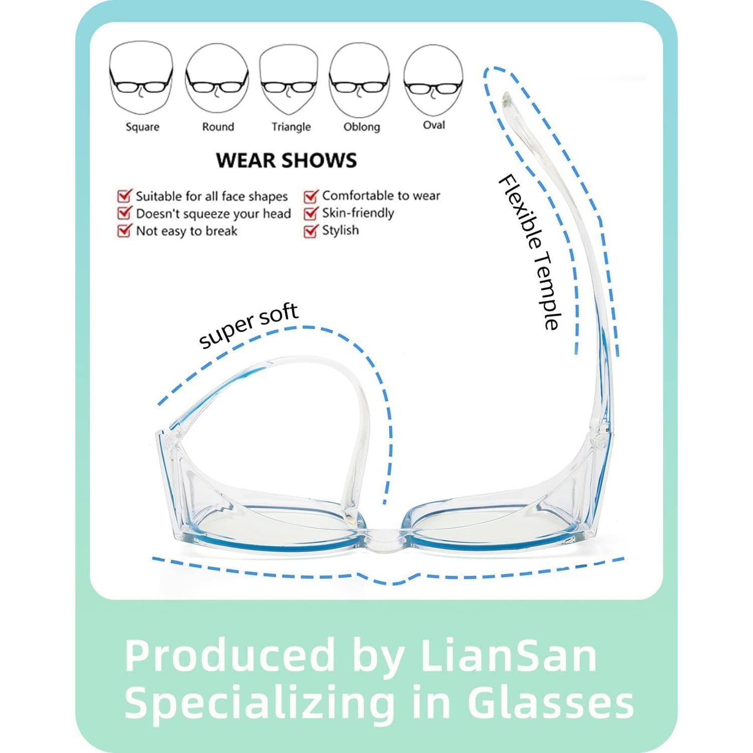 Gafas de Seguridad LianSan Antivaho para Lentes Graduadas