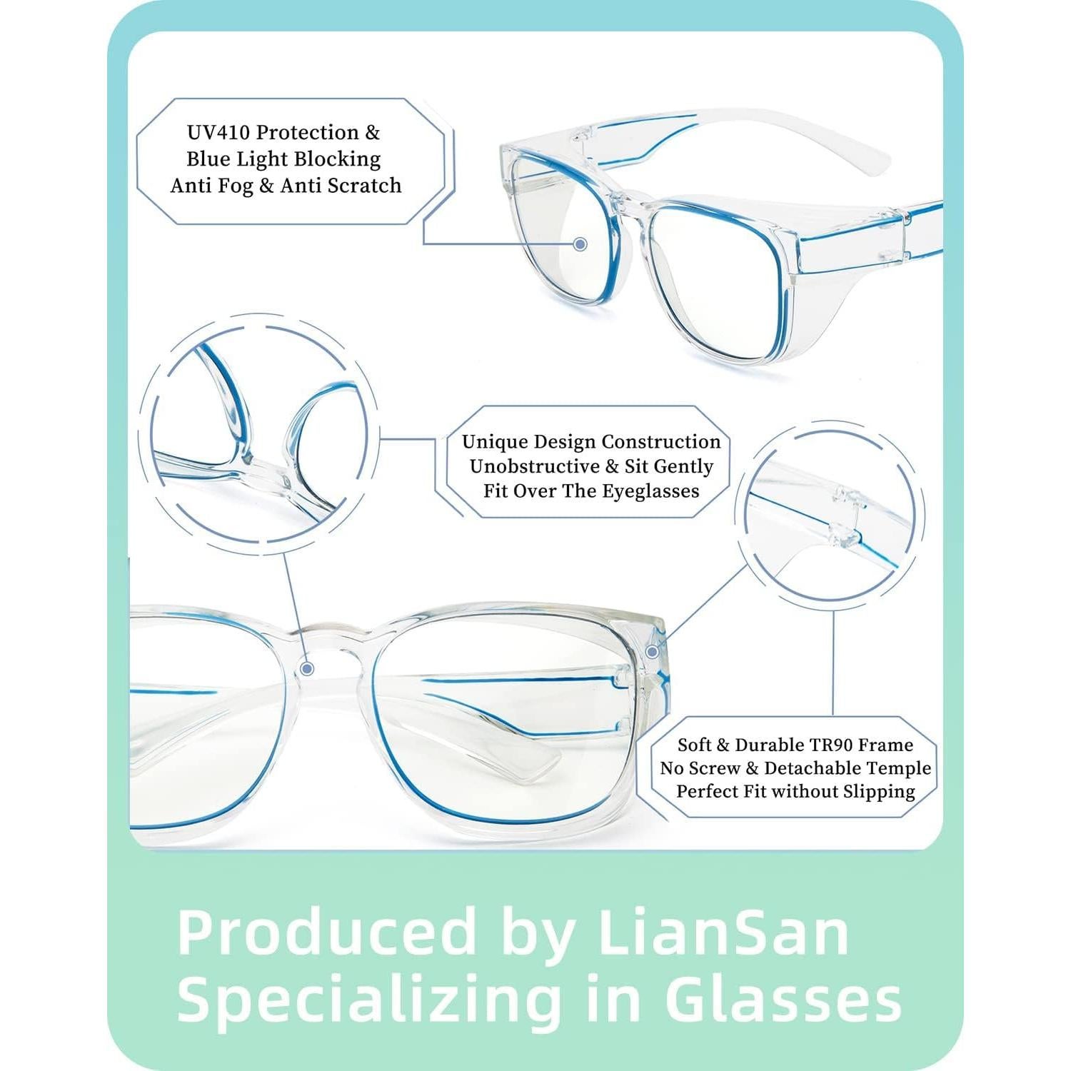 Gafas de Seguridad LianSan Antivaho para Lentes Graduadas